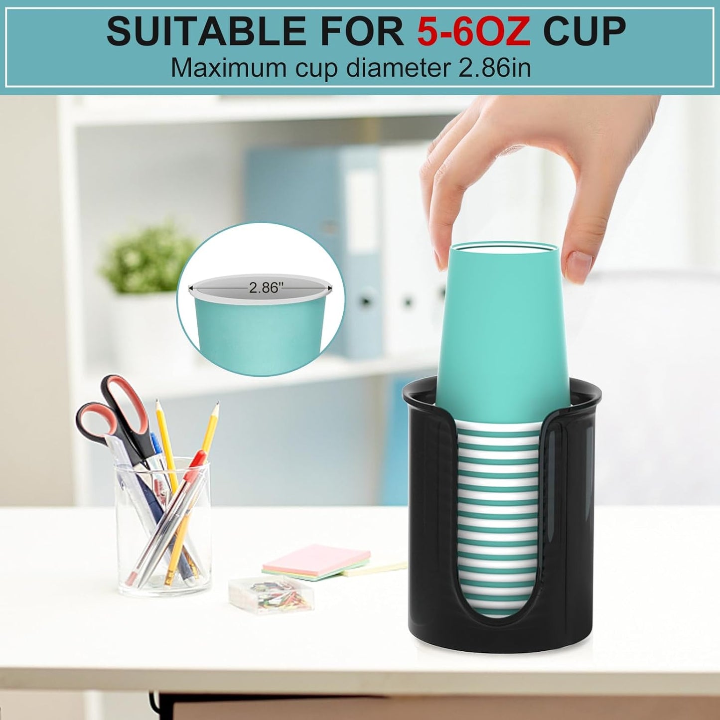 5 oz Bathroom Cup Dispenser Black, Disposable Mouthwash Cups Holder Fit 5oz Paper Cups,Countertop Bathroom Cup Holder Mouthwash Cup Dispenser (2 Pack)
