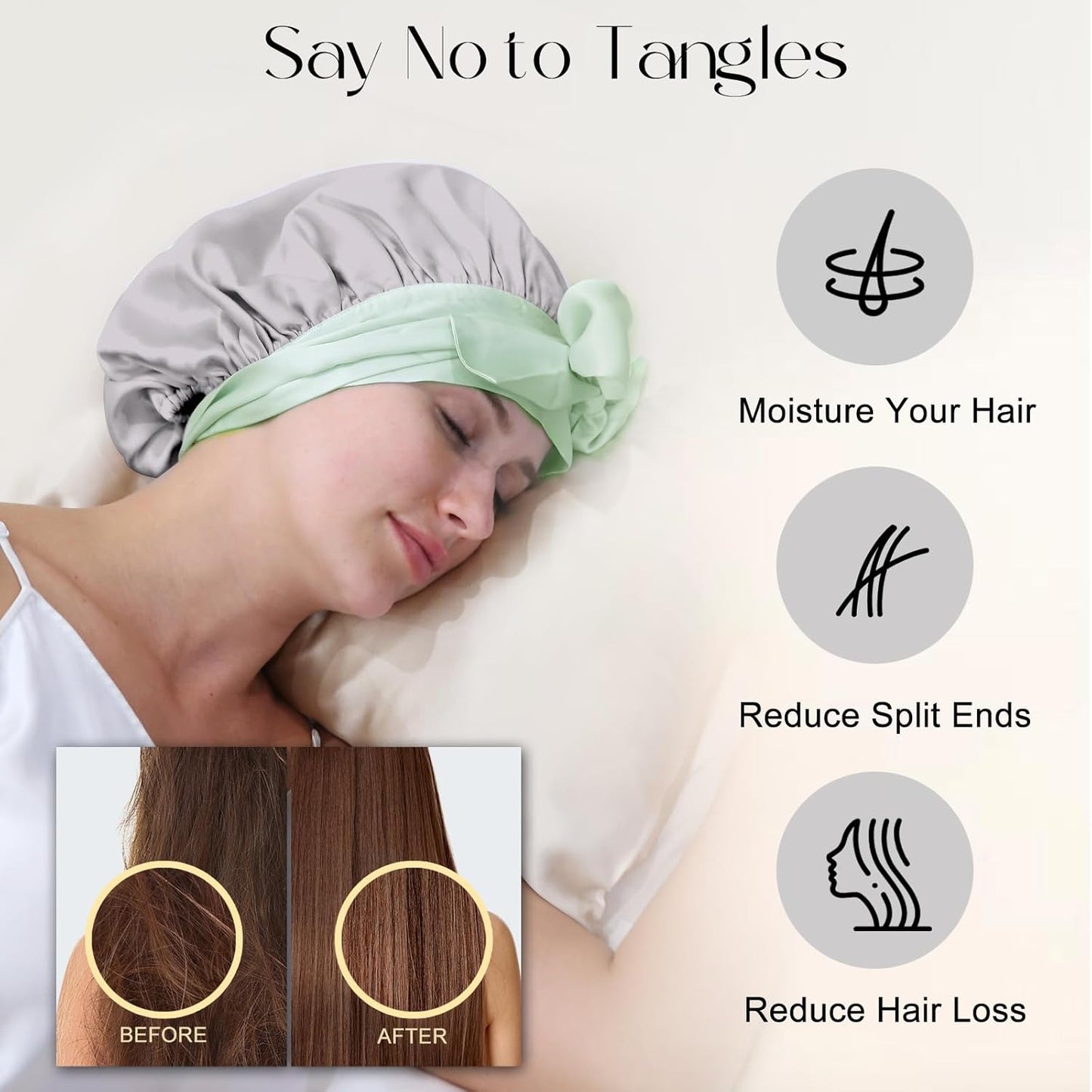ZIMASILK 100% Mulberry Silk Bonnet for Sleeping Women Double Layer Hair Wrap with Silk Tie Band,1 Pack