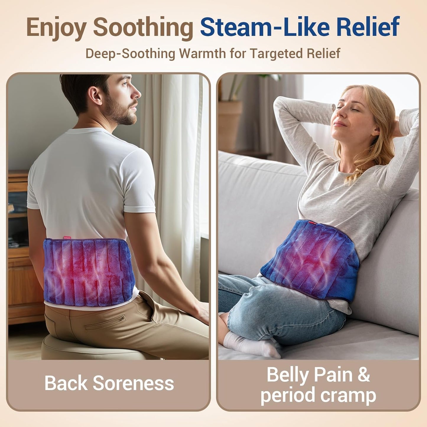 Comfytemp Microwave Moist Heating Pad for Back Pain Relief, Sciatica Surgery Recovery Must Have, FSA Eligible HSA, Microwavable Hot Therapy for Lower Lumbar, Cramps, Waist Warm Compress, Get Well Gift