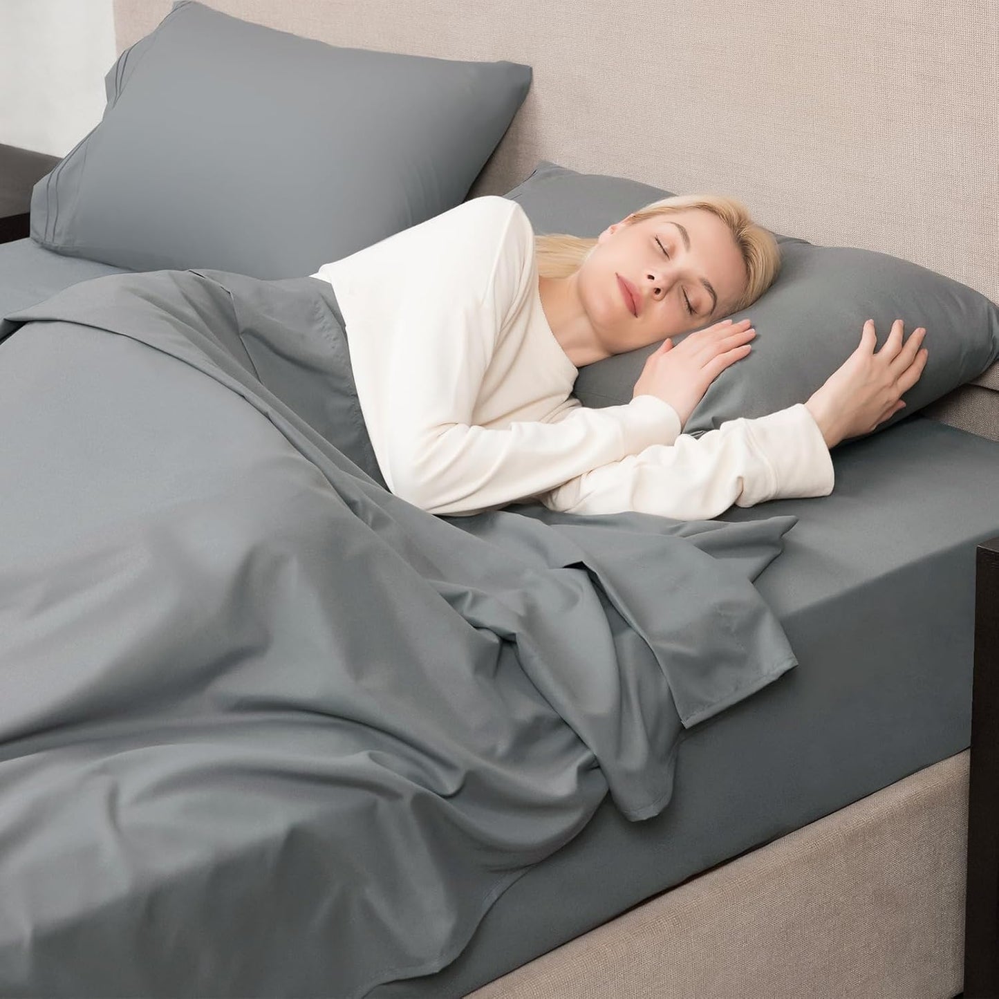 Mejoroom Twin Sheet Set - Hotel Collection Twin Sheets - Bedding Sheets & Pillowcases with Deep Pocket Fitted Sheet, Breathable, Wrinkle & Fade Resistant - 3 Piece(Gray)