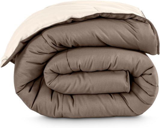 Bare Home Full Comforter - Reversible Colors - Goose Down Alternative - Ultra-Soft - Premium 1800 Series - All Season Warmth - Bedding Comforter (Full, Taupe/Sand)