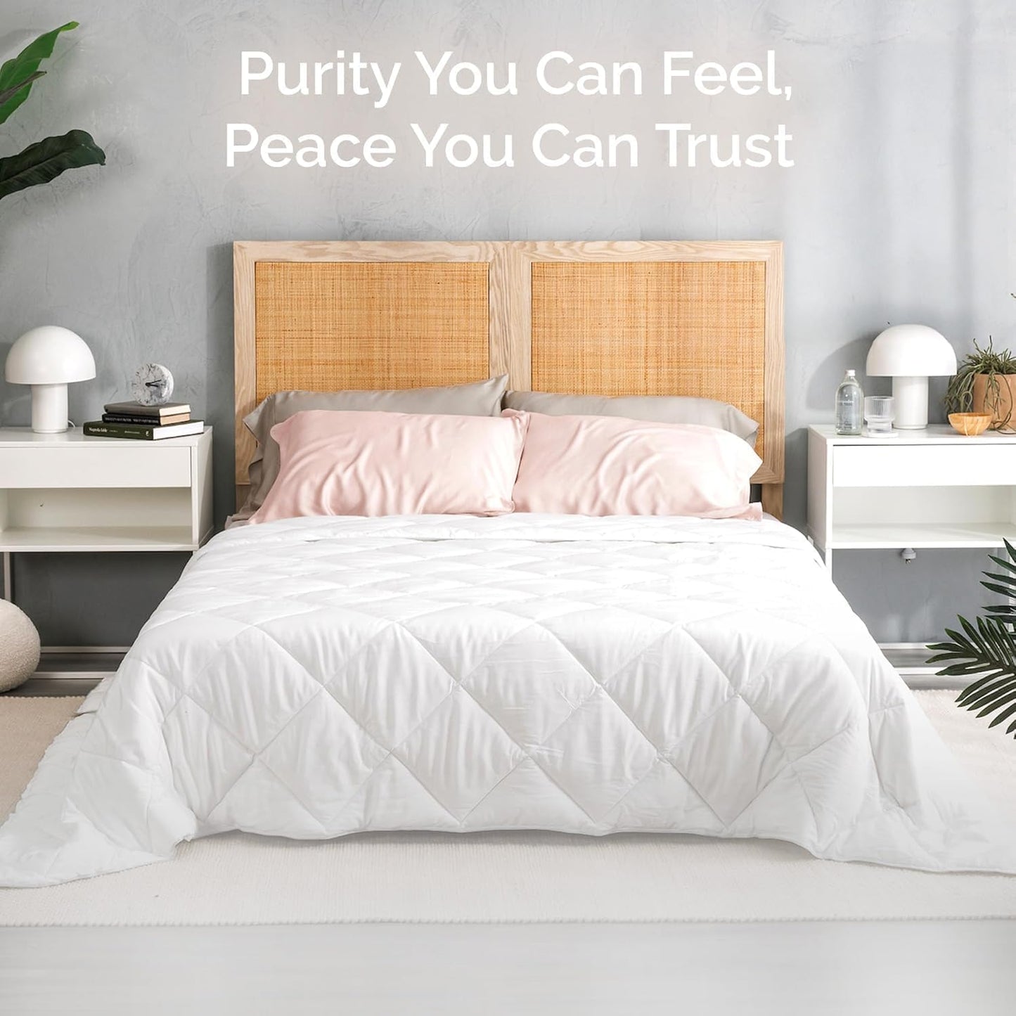 100% Viscose Derived from Bamboo Comforter, Cooling Comforter, Duvet Insert, Breathable, Extra Fluffy, Lightweight Comforters, Oversized King