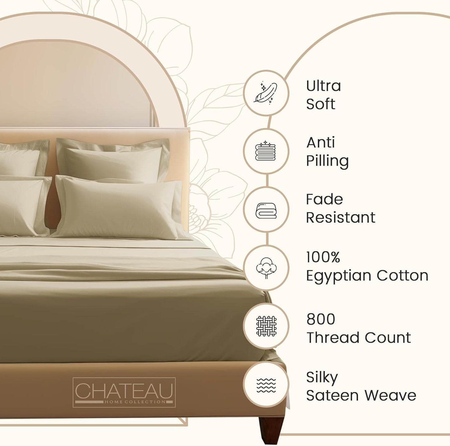 Bed Sheets King Size Sheets Set, 800 Thread Count King Size Bedding Sheets & Pillowcases, Soft & Comfy Thick Cotton 15" Deep Pocket Breathable Bed Sheet, No Pill & Shrink, Machine Washable- Linen
