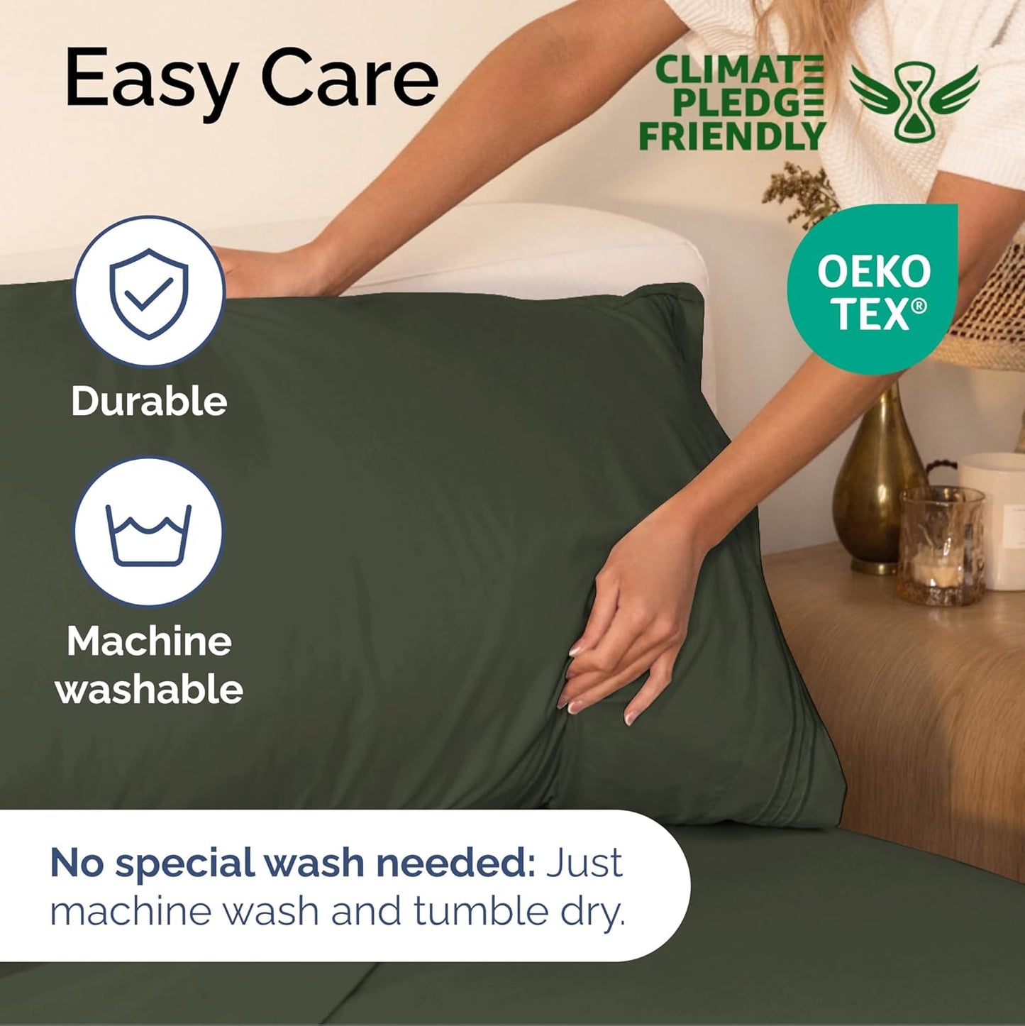 Queen Size 4 Piece Sheet Set - Extra Soft, Breathable And Cooling Sheets - Hotel Luxury Bed Sheets for Women & Men - Deep Pockets, Easy-Fit & Wrinkle-Free Sheets - Dark Olive Grey Oeko-Tex Bed Sheets
