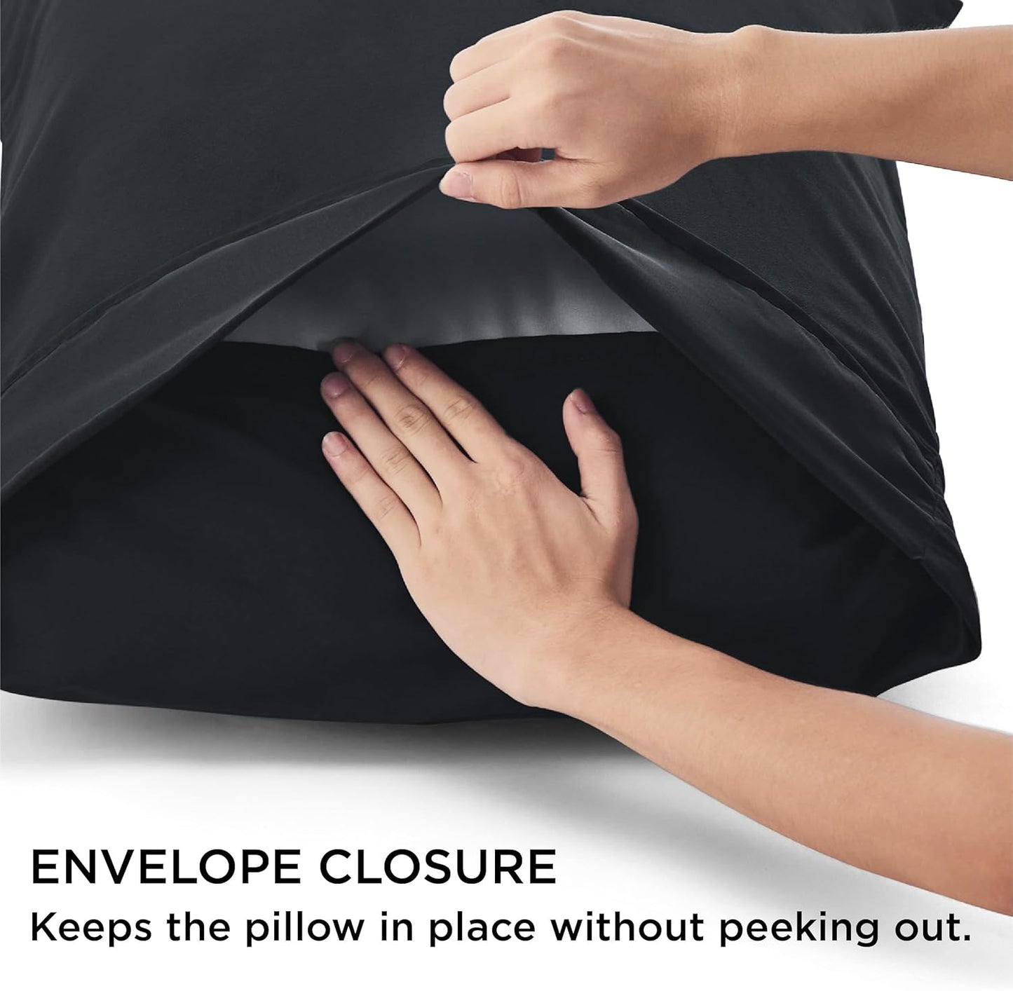 Bedsure Queen Pillow Cases Set of 4 - Black Brushed Microfiber Pillowcases 4 Pack, Super Soft Pillowcase, Pillow Case Covers with Envelope Closure, Wrinkle, Fade and Stain Resistant, 20x30 Inches