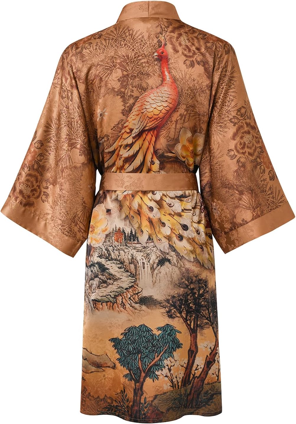 Ledamon Women's Kimono Short Robe - Classic Floral Bathrobe Nightgown