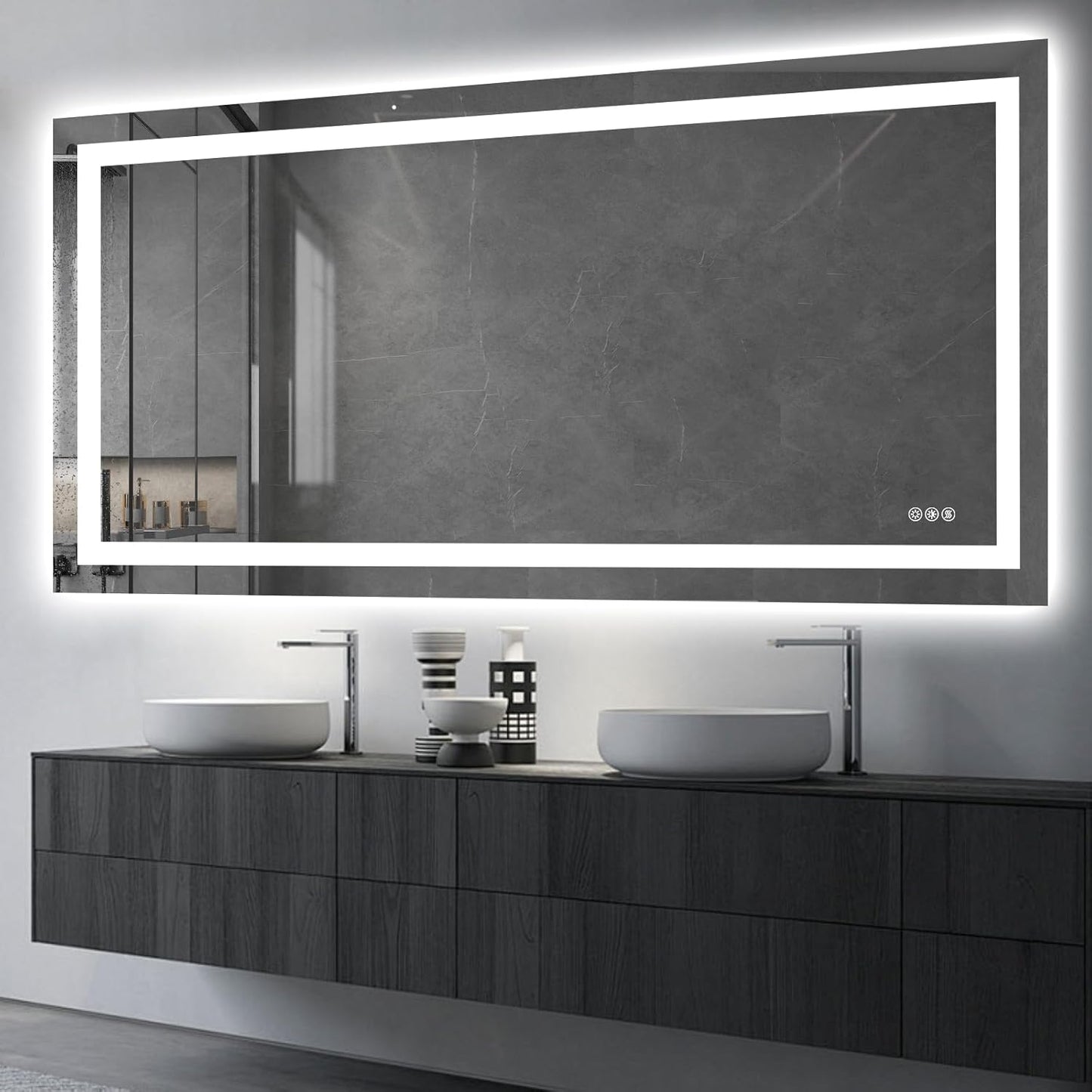 72X36 LED Bathroom Mirror with Lights, Anti-Fog, Dimmable, Backlit + Front Lit, Smart Bathroom Vanity Mirror, Memory Function, Shatterproof, Tempered Glass (Horizontal/Vertical)