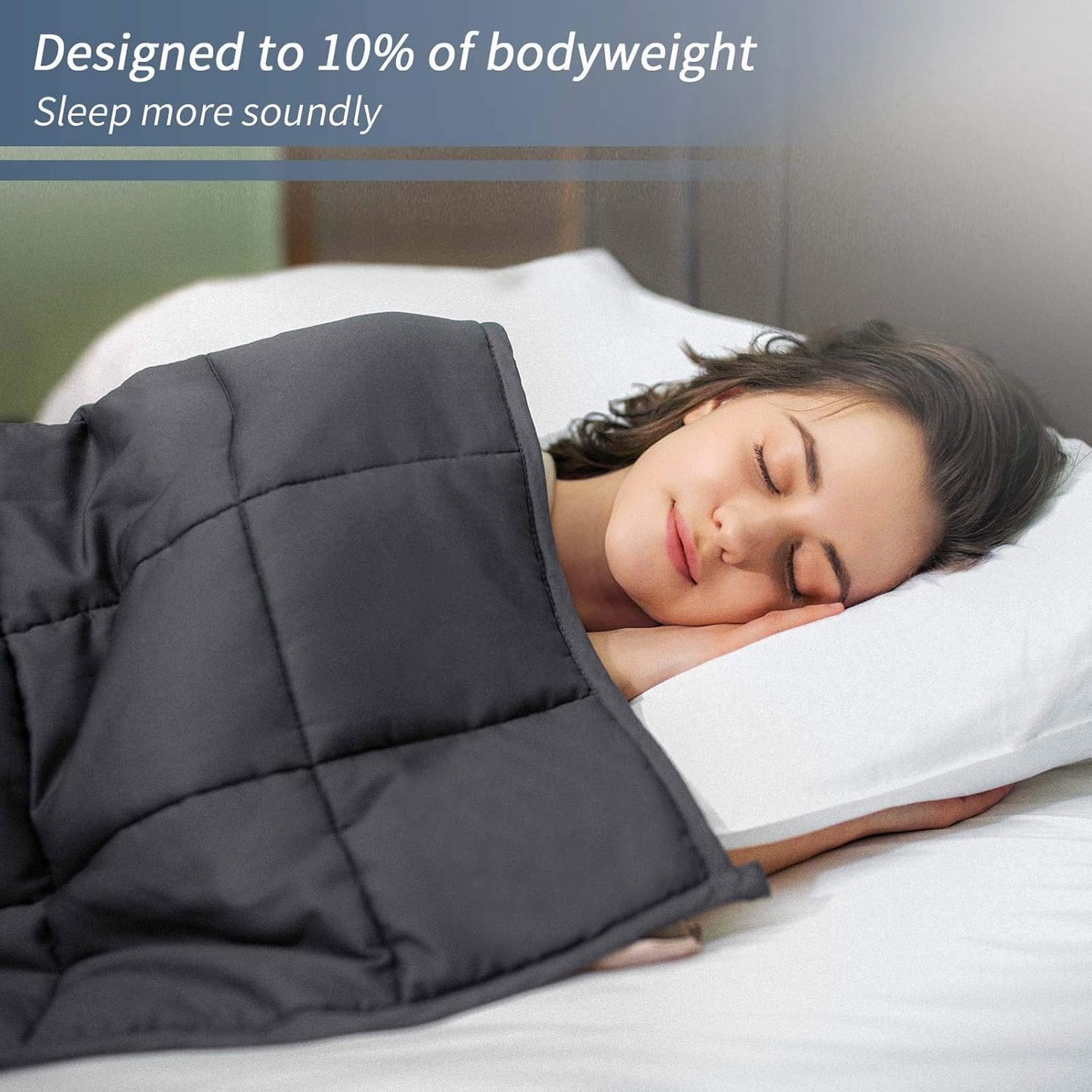 Smart Queen Weighted Blanket for Adults,(48"x72",15lbs Grey) Full Size Soft Cooling Heavy Blanket for Sleeping, Breathable Blanket with Glass Beads Perfect for 120-160 lbs,All Season,Machine Washable