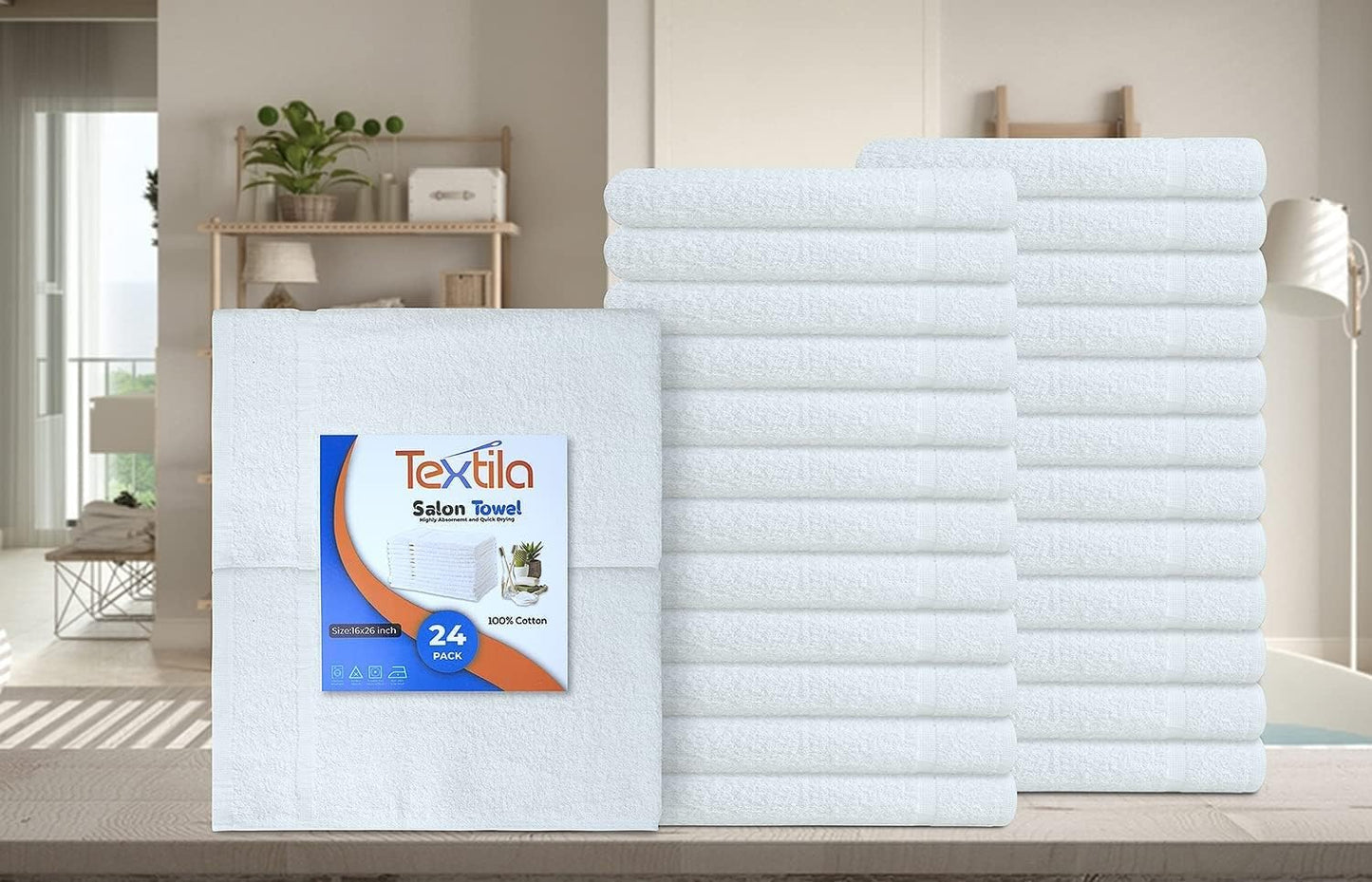 Basic Hand Towels 16x26 Inches – Bulck Pack of 24 – White Color – Soft and Absorbent Multipurpose Cotton Towels for Bathroom, Spa, Gym, Salon, Hotel, and Everyday Use