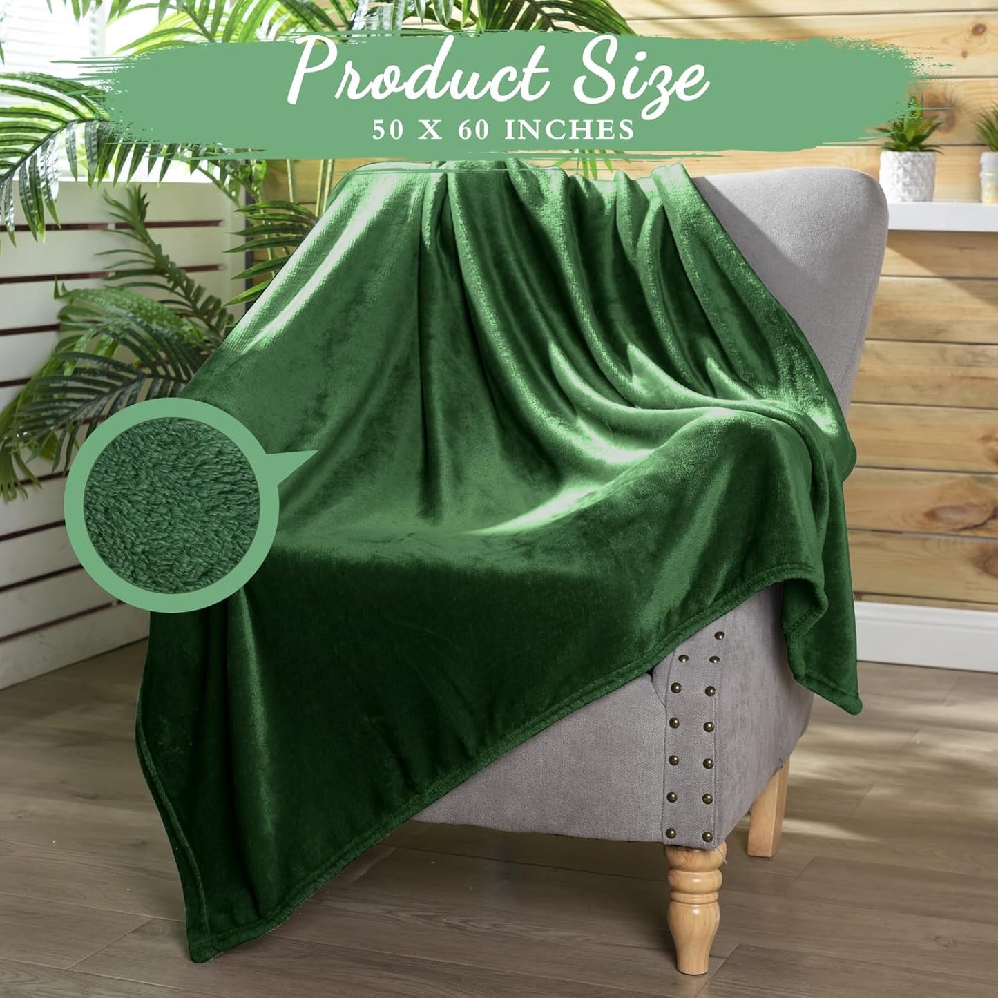 Tinideya 12 Pcs Flannel Fleece Throw Blanket Bulk 50 x 60 Inch Soft Fleece Blanket Warm Throw Blanket Coral Blankets for Couch Sofa Home Wedding Gifts Season (Dark Green)