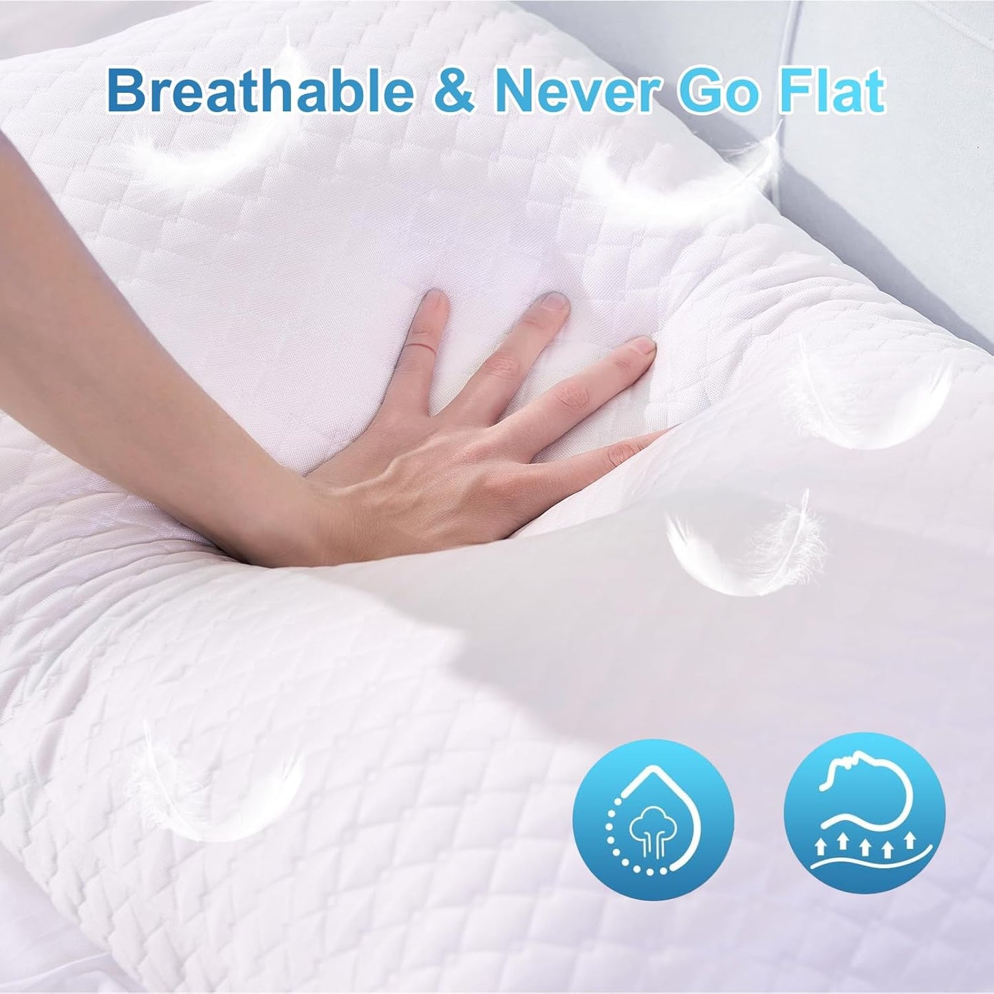 NTCOCO Cooling Bed Pillows for Sleeping Shredded Memory Foam Adjustable Gel for Side Stomach Back Sleepers Washable Removable Cover Cover Queen Size Pack of 2