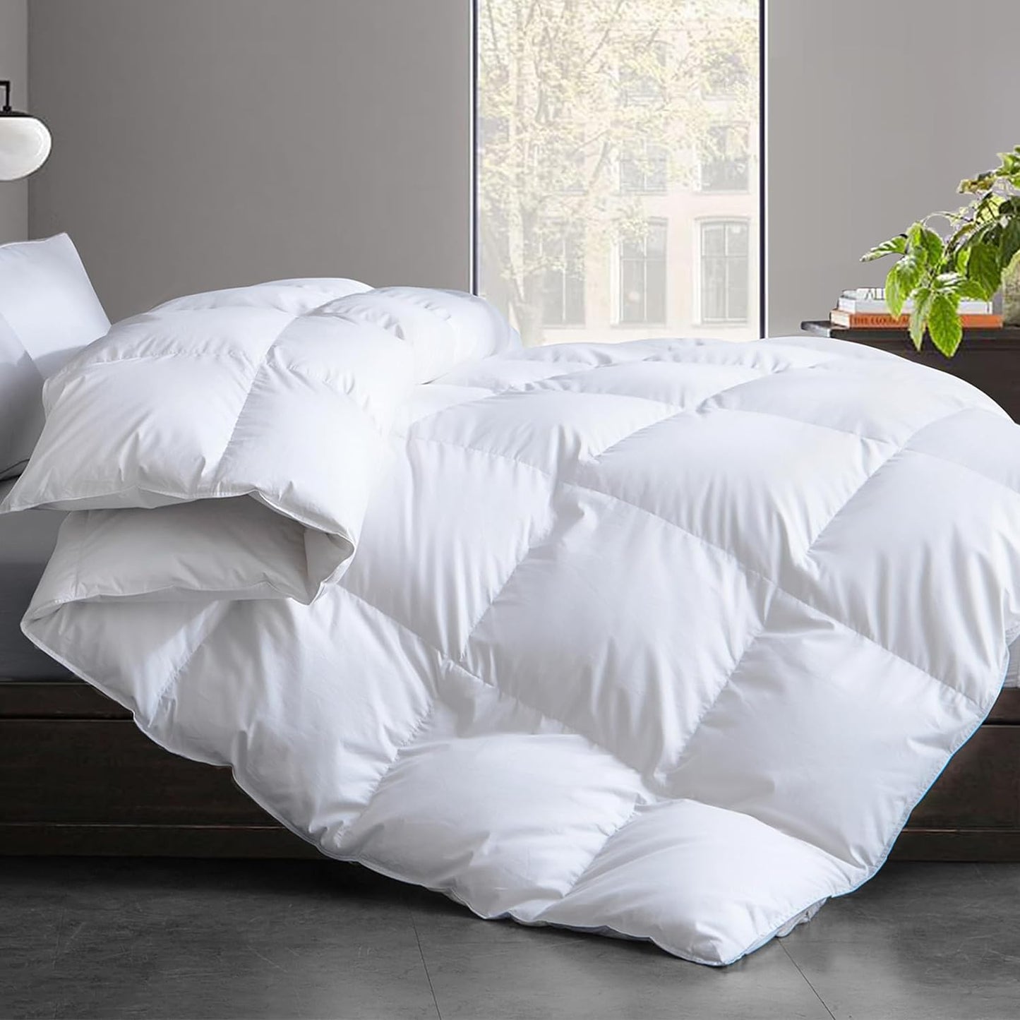 Cosybay Full Size Feather Down Fiber Comforter - Ultra Soft 100% Cotton Duvet Insert, All Season Hotel Luxury Bedding with Corner Tabs, 82"x86" White
