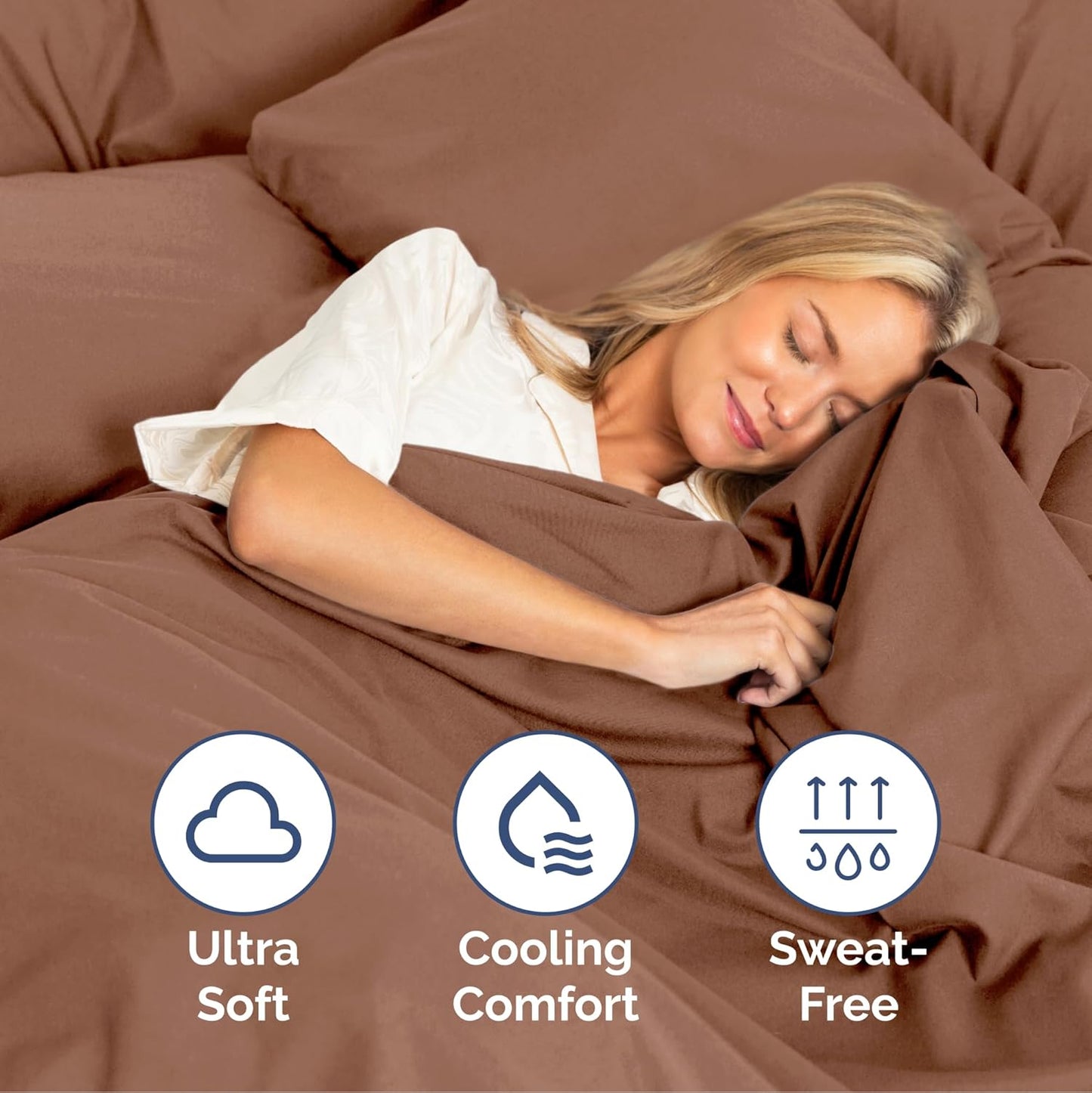 Queen Size 4 Piece Sheet Set - Extra Soft, Breathable & Cooling - Hotel Luxury Durable Bed Sheets - Deep Pockets, Easy-Fit & Wrinkle-Free - Copper Brown Oeko-Tex