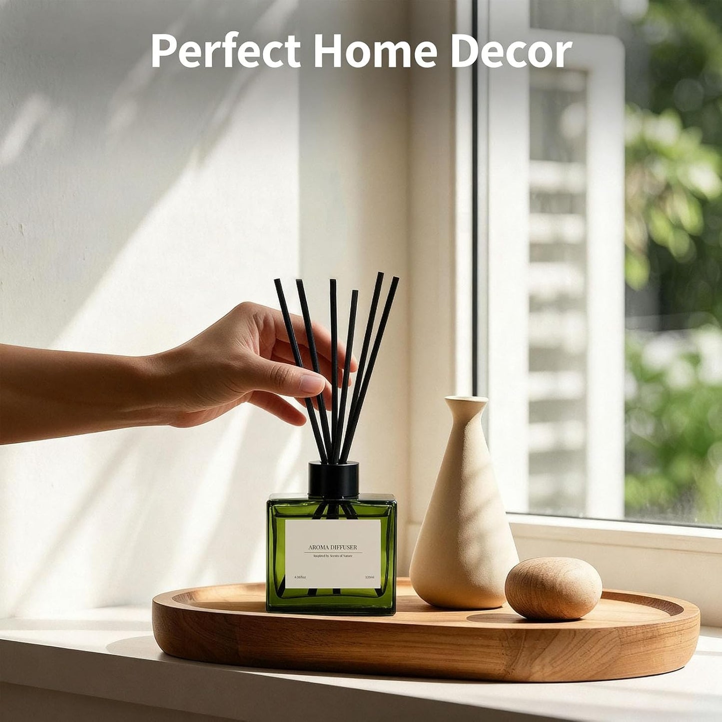 Reed Diffuser, 4 oz Jasmine Lily Scent Diffuser with 7 Sticks, 90 Days Long Lasting Reed diffusers for Home, Elegant Fragrance for Bathroom Bedroom Office Decor, Air Fresh