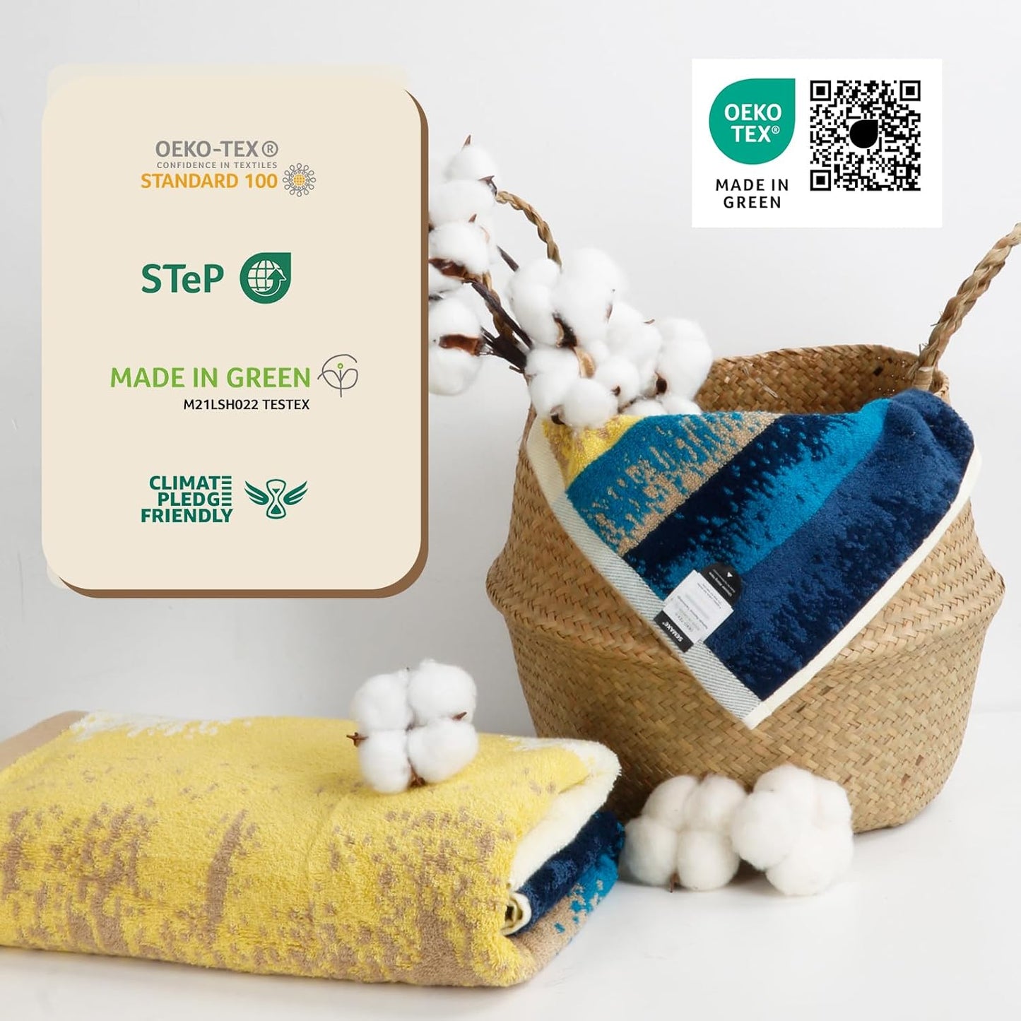 SEMAXE 4-Pack Luxury Bath Towels for Bathroom, 100% Cotton, Soft, Absorbent, and Quick-Drying, 55"x27", Colorful, Perfect for Hotels, Gyms, and Spas