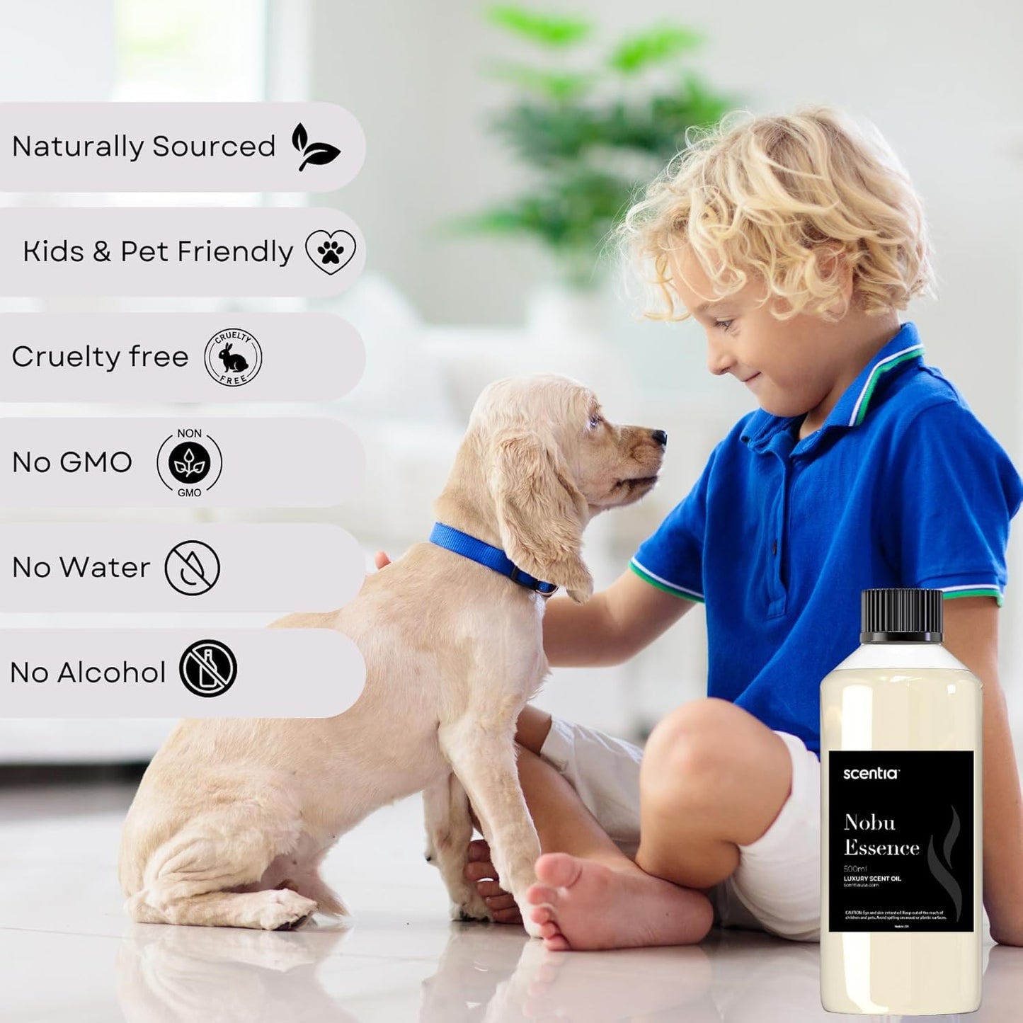 Scentia Hotel Diffuser Oil Inspired by The Nobu Hotel Scent - 500 mL 16.9 fl oz - Essential Oil Blend Jasmine, Lilly, Sandalwood & Fresh Citrus for HVAC Ultrasonic Diffusers - Nobu Essence