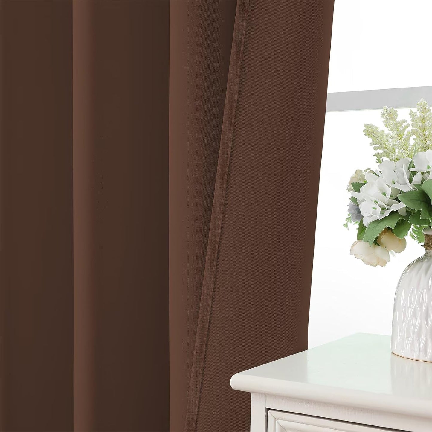 CUCRAF Brown Blackout Curtains 63 inch Length 2 Panels Set, Rod Pocket Room Darkening Drapes for Bedroom Living Room, Insulated Thermal Light Blocking Window Curtain (W52 x L63 Inch)
