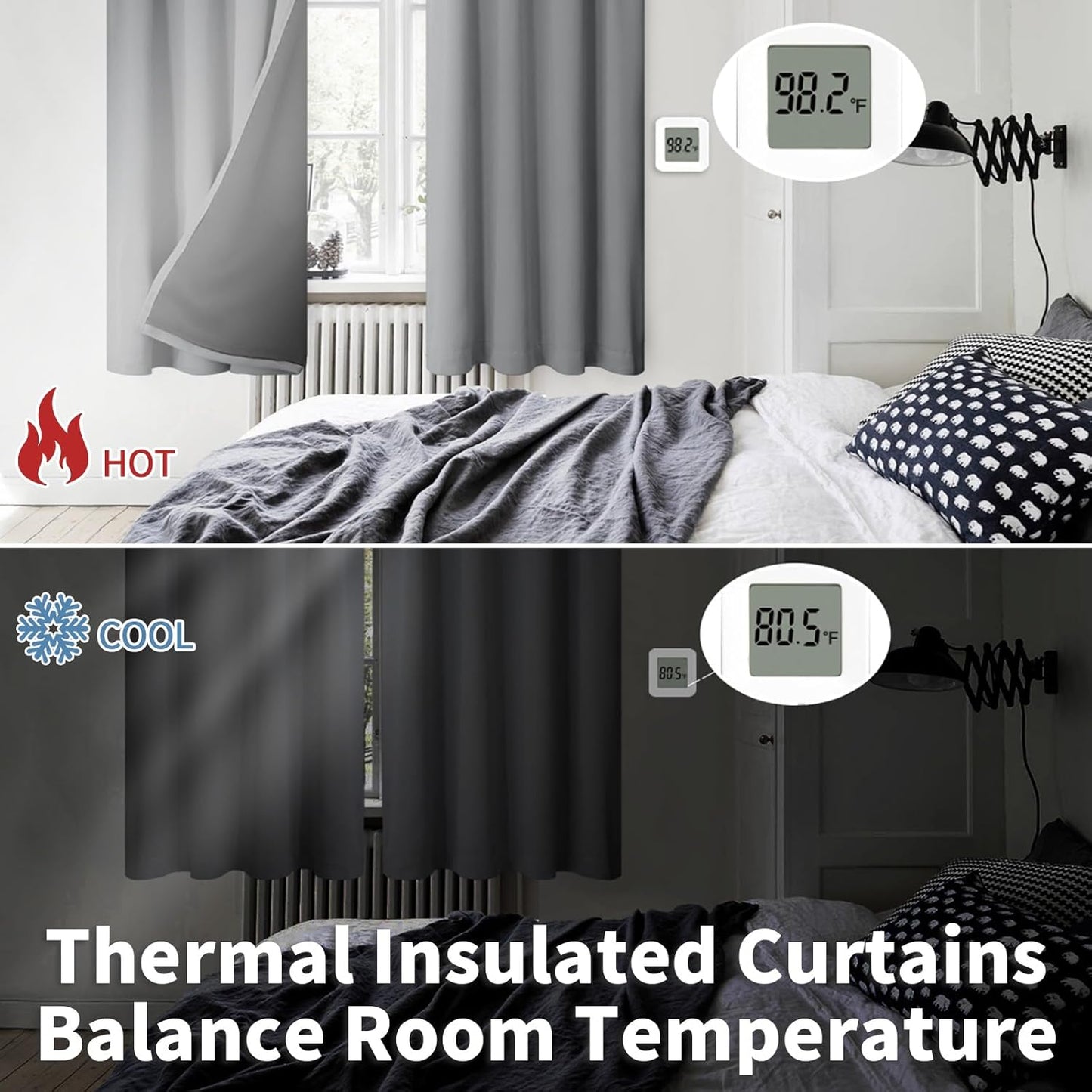BGment 100% Blackout Curtains for Bedroom 54 Inch Length 2 Panels, Thermal Insulated Room Darkening Curtains Rod Pocket Soundproof Bedroom Living Room Window Curtains, Dove Grey, Each 42 Inch Wide