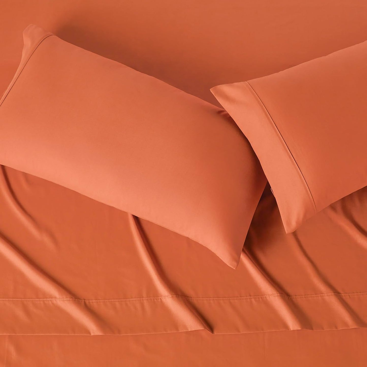 Amazon Basics Lightweight Microfiber 4-Piece Bed Sheet Set, Brick, Solid, King