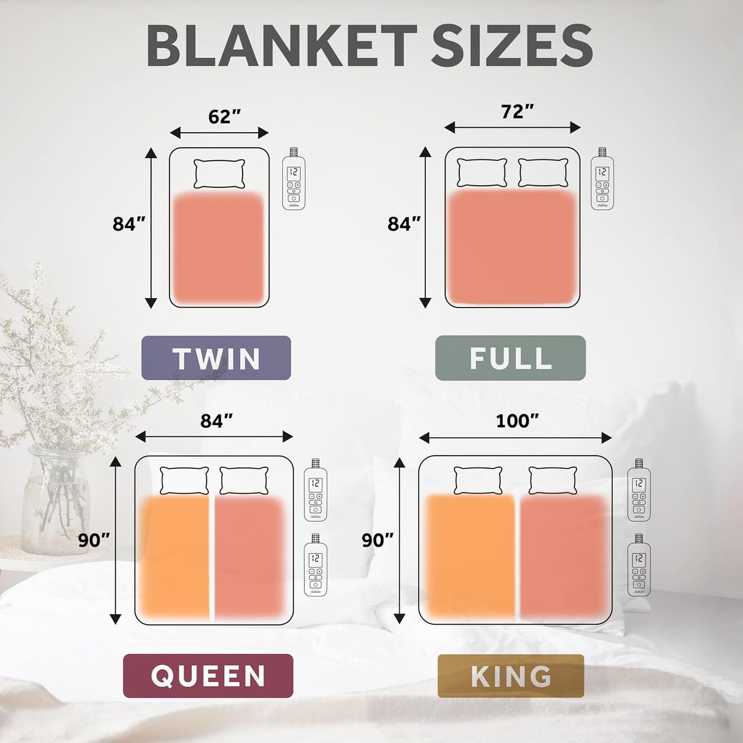 Sunbeam Electric Royal Posh Velvet Heated Blanket, 12 Heat Settings, 12-Hour Selectable Auto Shut-Off, Fast Heating, Warm and Lush, Champagne Color, Full, 84" x 72"