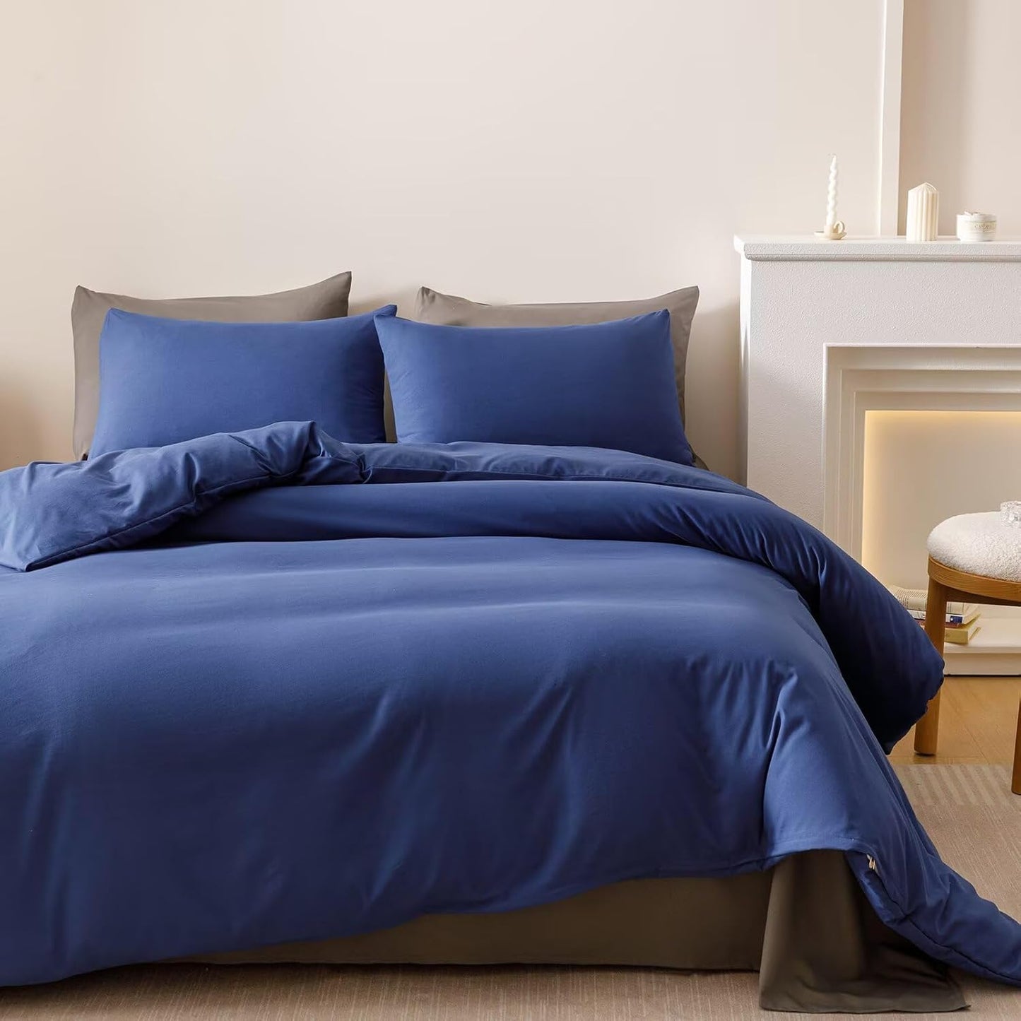 Cottonight Royal Blue Comforter Sets Full Bright Blue Bedding Comforter Full Size Quilts Blanket Ultra Soft Breathabe Solid Bedding Set for Women Men Adults Teens