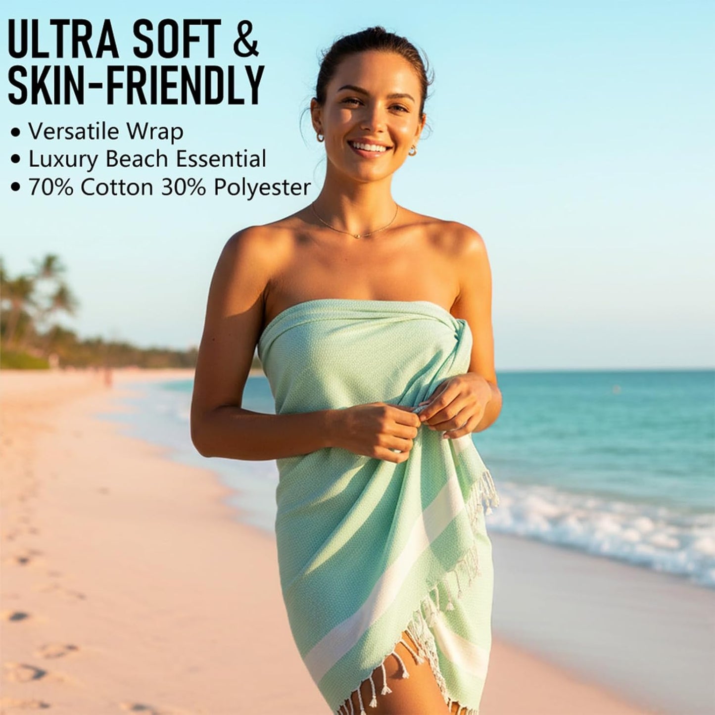 6 Pack Cotton Turkish Beach Towel Lightweight Thin Travel Vacation Essentials Oversized XL Towels Set for Pool Swim Bath Camping Cruise Accessories Absorbent Quick Dry Sand Free Bulk clearance Blanket