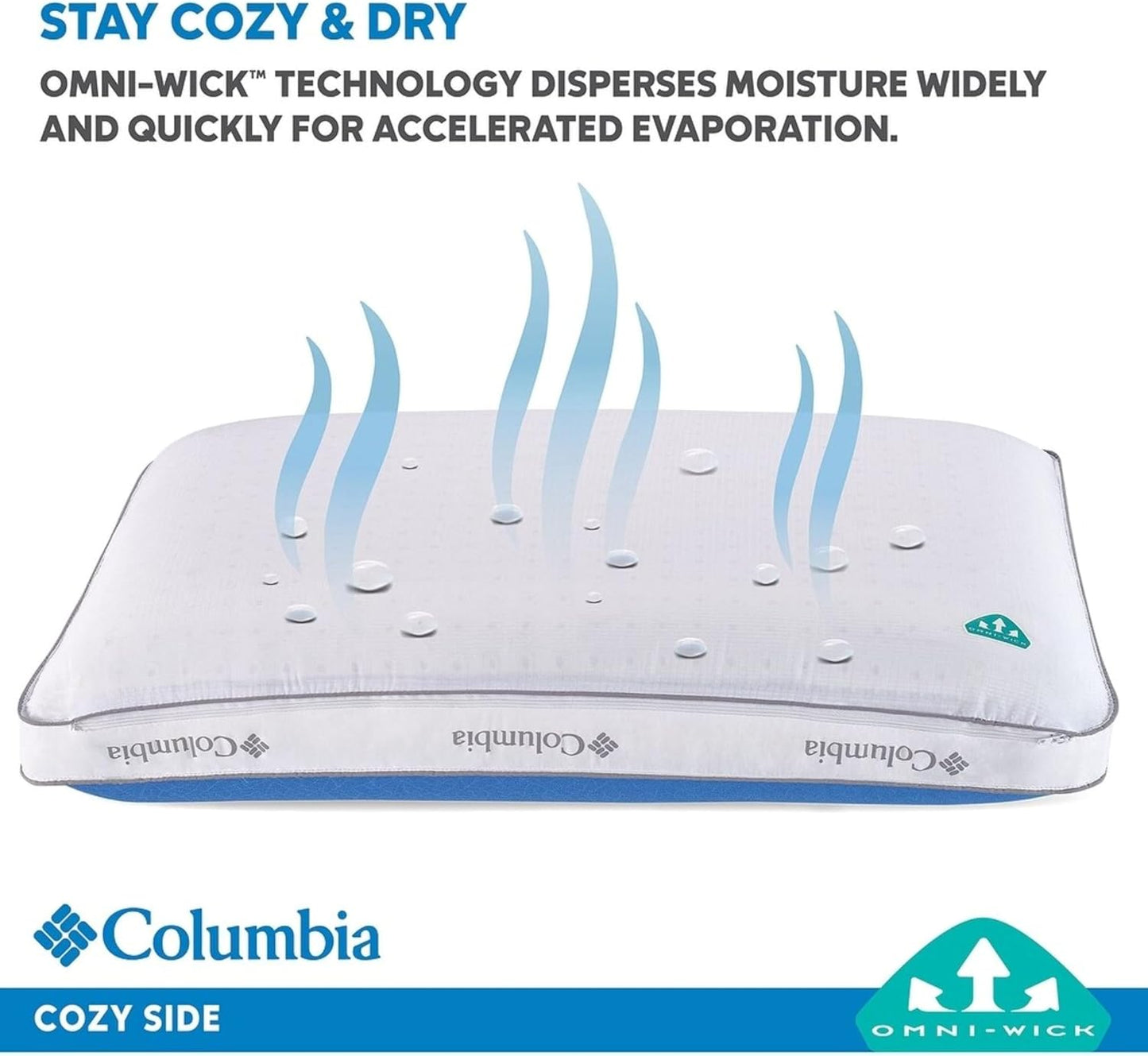 Columbia Cooling Gel Memory Foam Pillow - Comfortable and Supportive with Cooling & Breathable Features - Removable Washable Cover, King