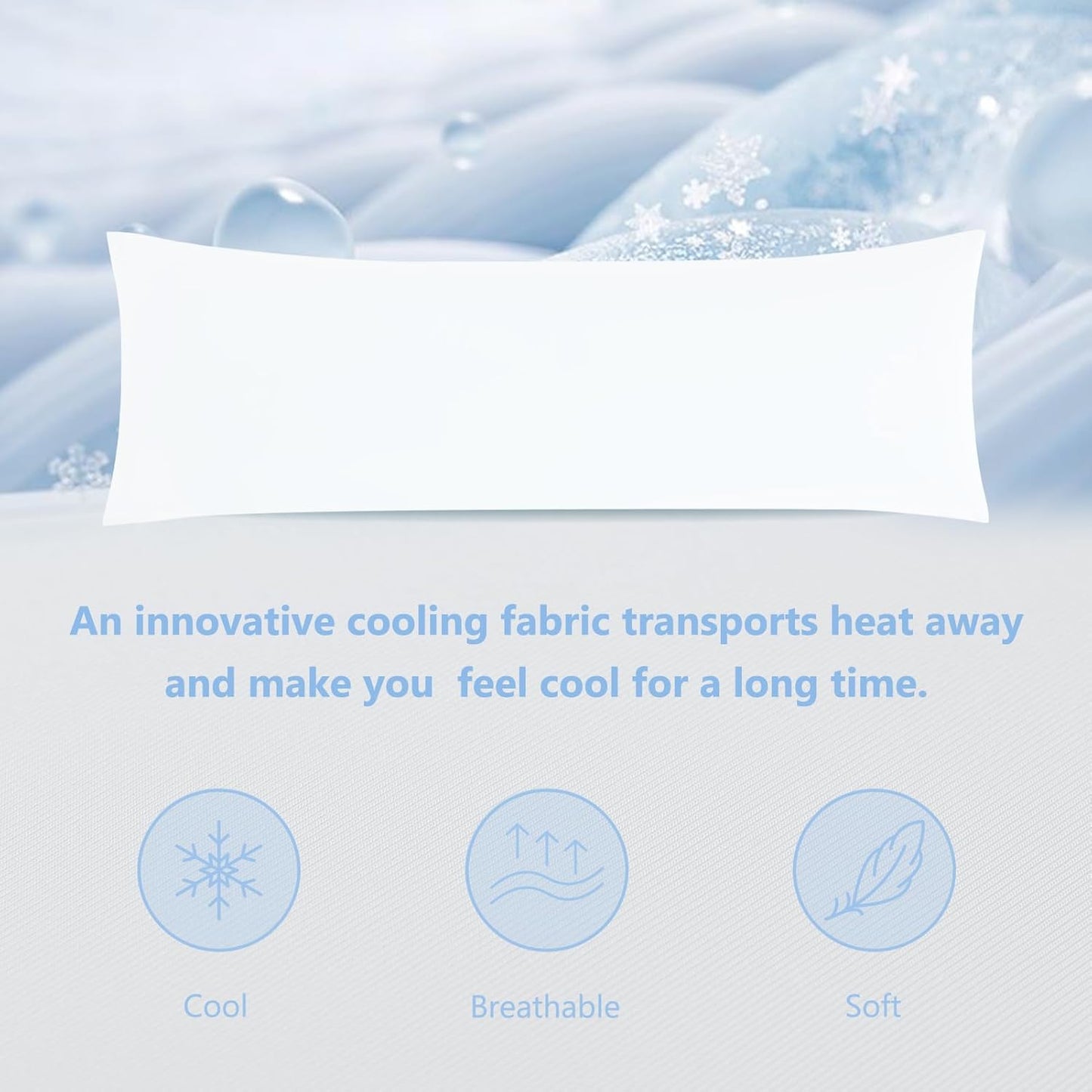 DOWNCOOL Large Body Pillow Insert with Cooling Cover - Soft Long Bed Pillow for Summer - Breathable Full Body Pillow for Adults - 20x54 inch (White, with Cover)