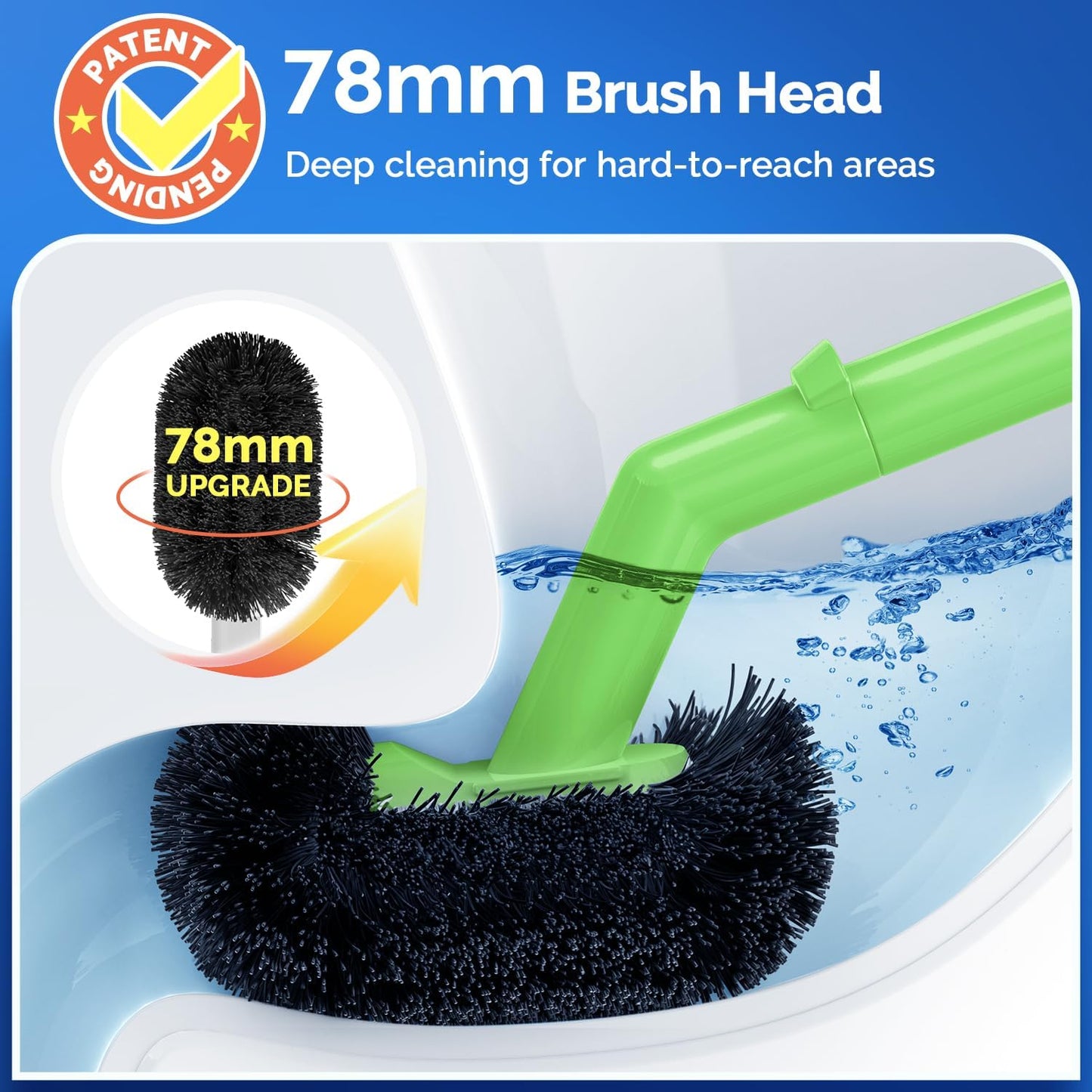 HAMITOR Toilet Plunger Bowl Brush Combo：Heavy Duty Rubber for Drain Clog Remover - Curved Design Bristles for Deep Cleaning Under Rim - Compact Bathroom Cleaning Tools for New Homet Essentials-Green