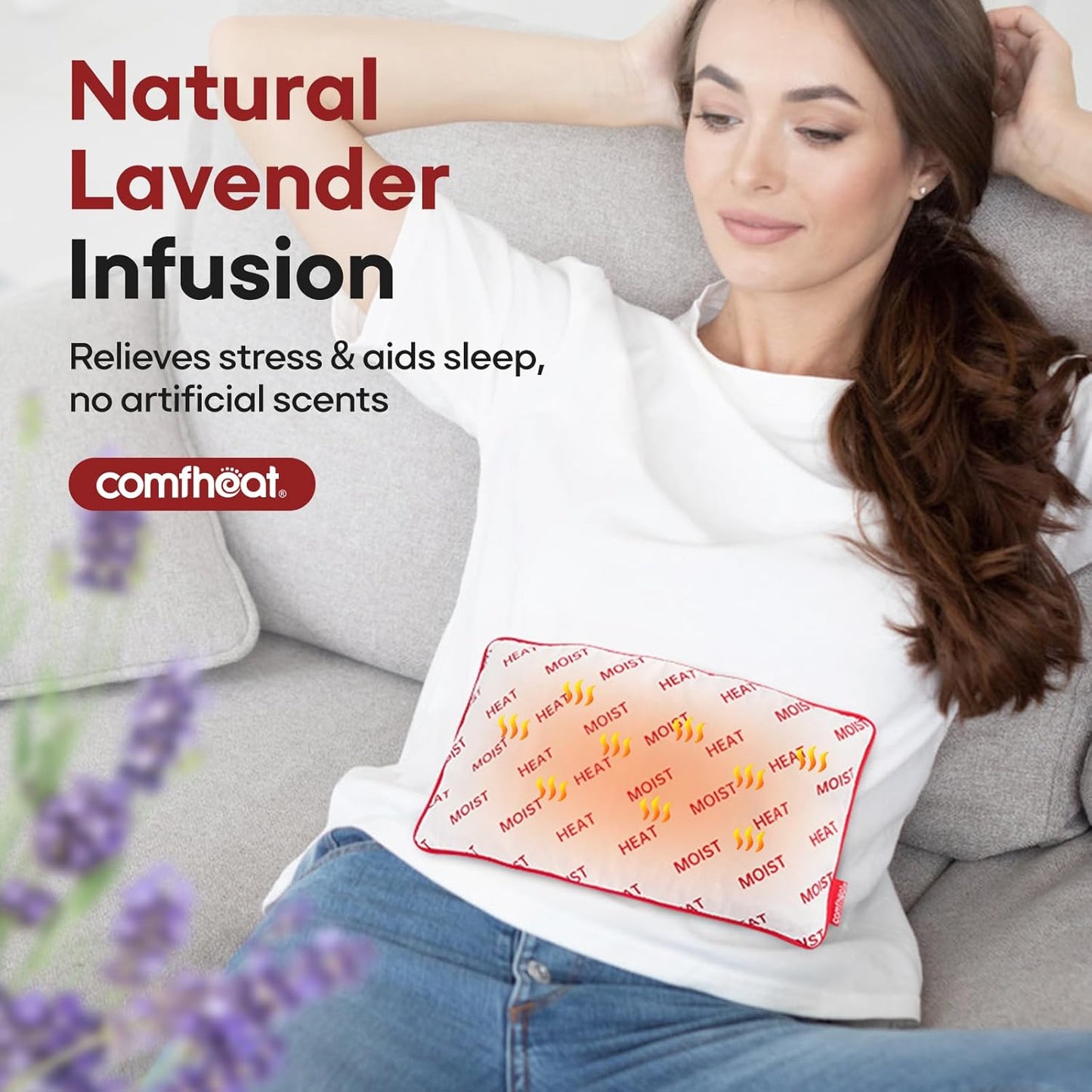 Small Heating Pad Microwavable with Cotton Washable Cover 11x6.3 Lavender Heat Pad for Pain Relief, Natural Fillings Moist Warm Compress, Microwave Hot Pack for Muscles, Joints