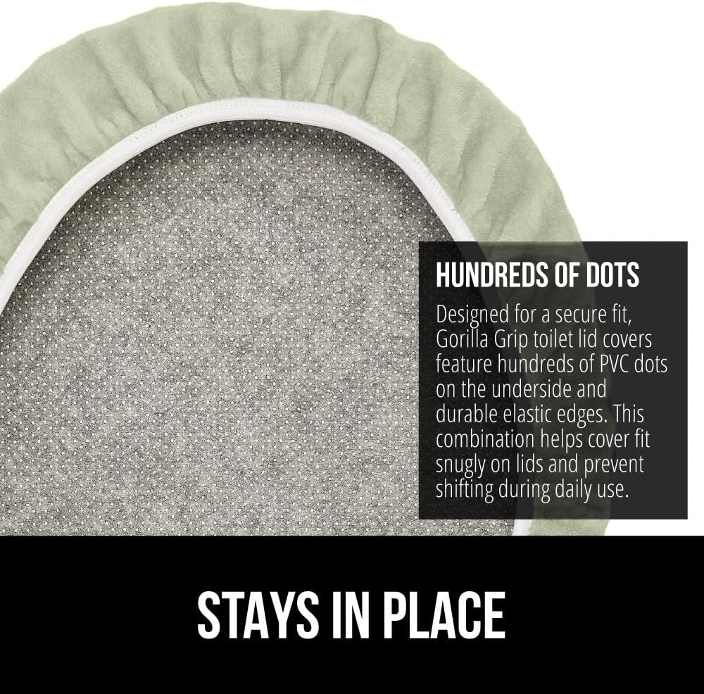 GORILLA GRIP Thick Memory Foam Bathroom Toilet Lid Seat Cover, Soft Velvet Topside, Machine Wash, Plush Cushioned Covers Fits Most Size Lids, Decorative Bath Room Accessories, 19.5x18.5, Sage