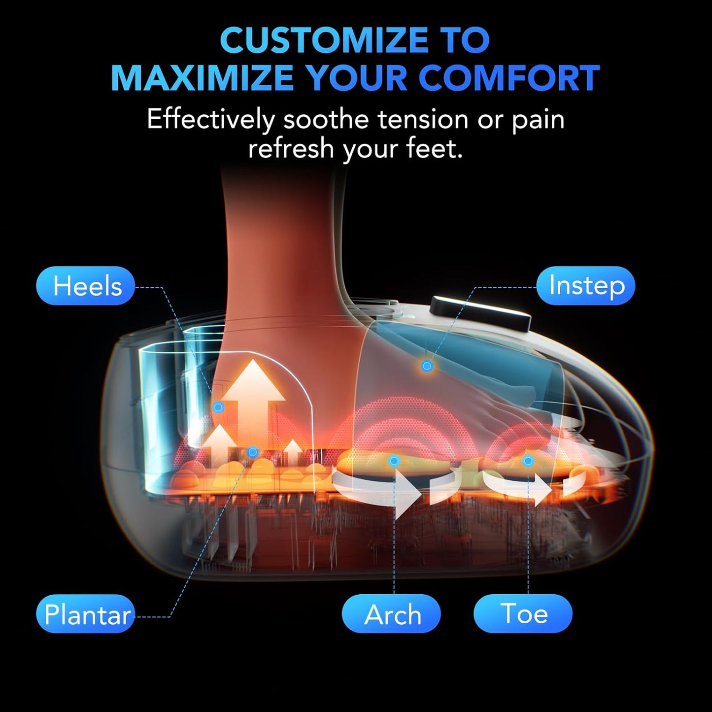 SKG Foot Massager with Heat and Remote, Upgrade Electric Feet Massager for Plantar Fasciitis Pain Relief, 3 Levels Compression Massage for Neuropathy Plantar Fasciitis, Up to Size 13 Home Office Use