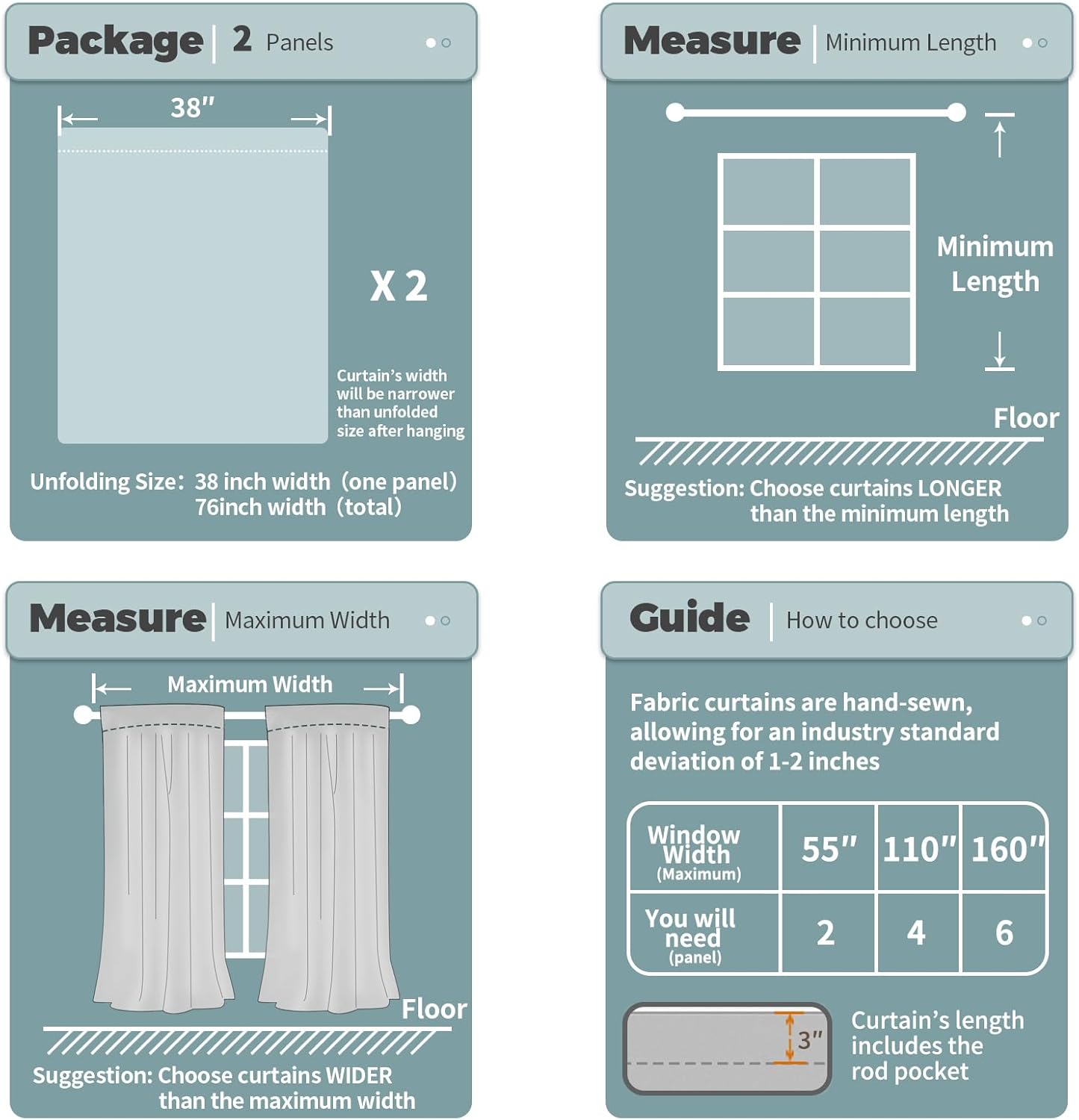 BGment White Blackout Curtains for Bedroom 63 Inch Length 2 Panels Set, Full Room Darkening Thermal Insulated Soundproof Window Curtain Drapes with Rod Pocket, Each Panel 38 Inch Wide, Pure White