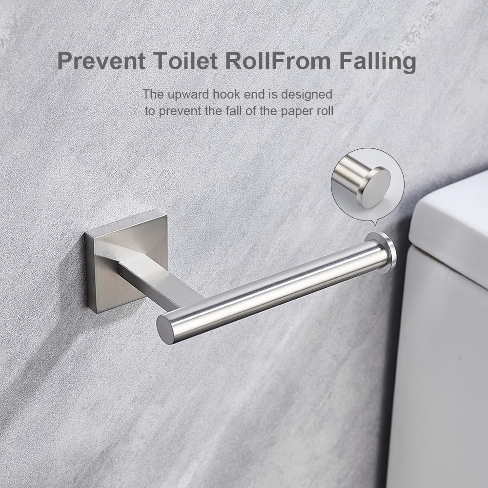 Premium 304 Stainless Steel Wall Mounted Toilet Paper Holder - Brushed Nickel Paper Roll Holder, Heavy-Duty Permanent Bathroom Toilet Tissue Holder, Modern & Durable Toilet Roll Holder