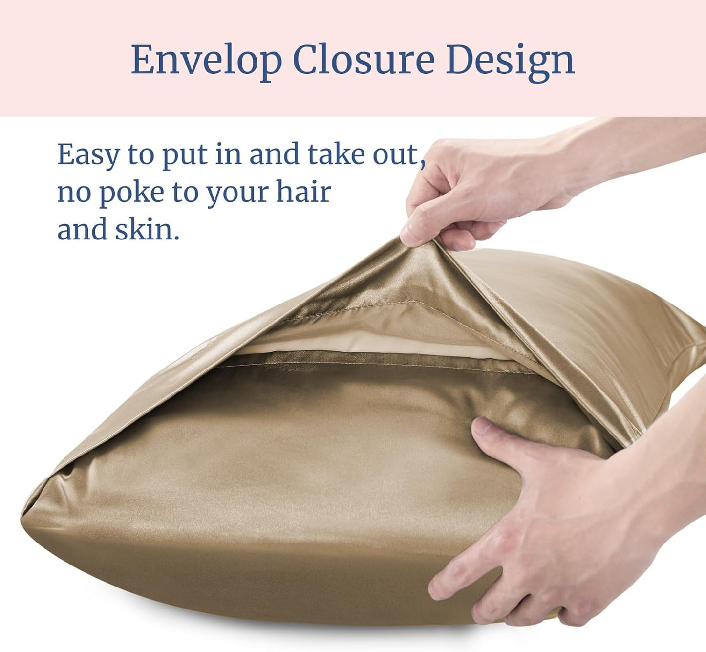 BEDELITE Satin Pillowcase for Hair and Skin, Super Soft Similar to Silk Pillow Cases 4 Pack with Envelope Closure, Cooling Pillowcases for Women Men (20"x36" King Size, Tawny Brown)
