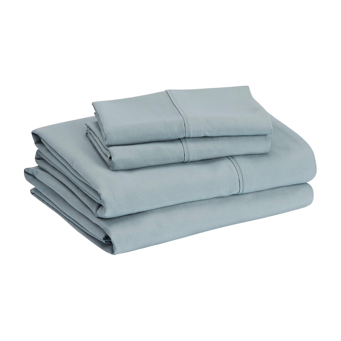 Amazon Basics Lightweight Super Soft, Wrinkle-Free Easy Care Microfiber 4 Piece Bed Sheet Set with 14-Inch Deep Pockets, Full, Spa Blue, Solid