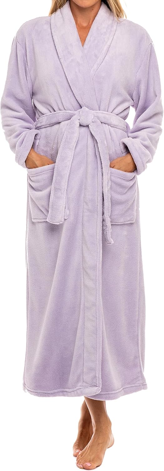Alexander Del Rossa Plush Robe for Women, Long Fleece Winter Bath Robe, Plus Size