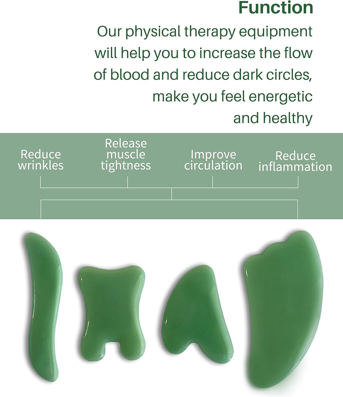 MoHern Gua Sha Massage Tools, 4 Pcs Gua Sha Tools of Multi-Shapes, Guasha Scraping Massage Tools for Face and Body (Dark Green)