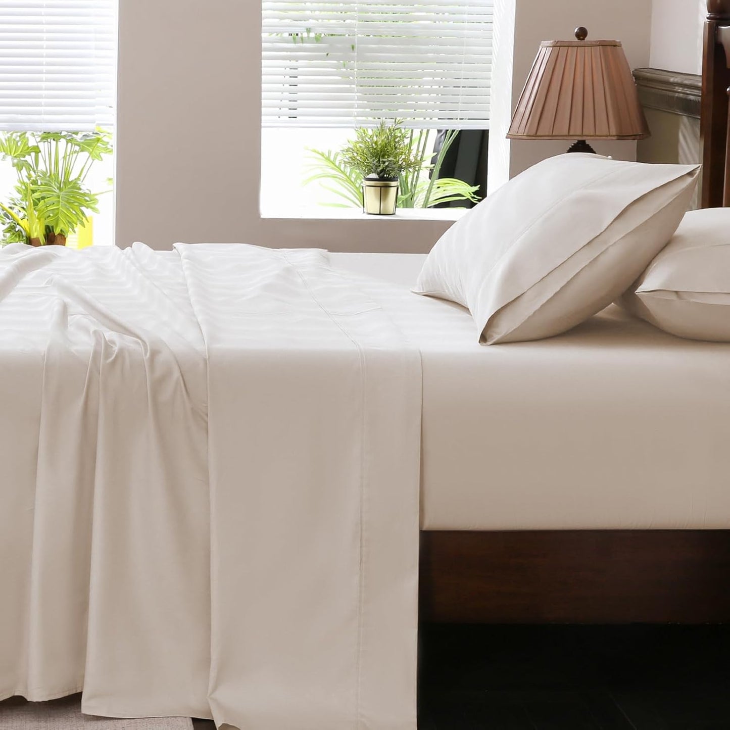 Extra Deep Pocket California King Sheets 18-24 Inch 1000 Thread Count 100% Egyptian Cotton Sateen Weave Soft Breathable 4 Pieces（California King,Linen）