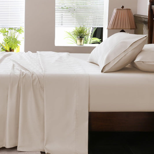 Extra Deep Pocket California King Sheets 18-24 Inch 1000 Thread Count 100% Egyptian Cotton Sateen Weave Soft Breathable 4 Pieces（California King,Linen）