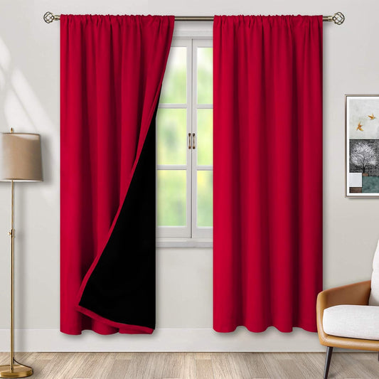 BGment Blackout Curtains for Living Room 72 Inch Long, Thermal Insulated Bedroom Curtains Rod Pocket Full Room Darkening Drapes, Each Window Curtains 2 Panels, 42 Wide, Red