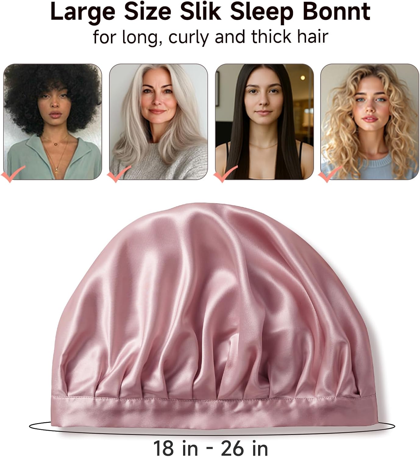 Kaome 100% Mulberry Silk Bonnet for Sleeping Women, 22 Momme Double Layer Silk Hair Wrap, Non-Slip Sleep Cap with Adjustable
