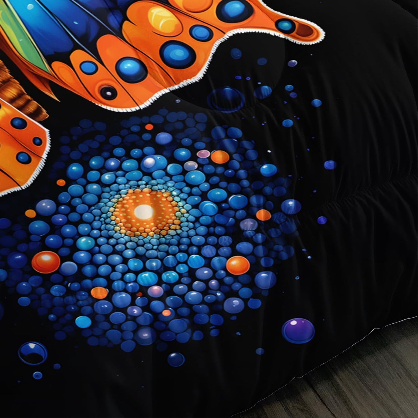Gothic Butterfly Bedding Set King Size,Colorful Granular Ball Printed Bedding Comforter Sets,Insect Themed Comforter Set for Kids Girls Boys,Aesthetic Bedding Sets with 2 Pillowcases.