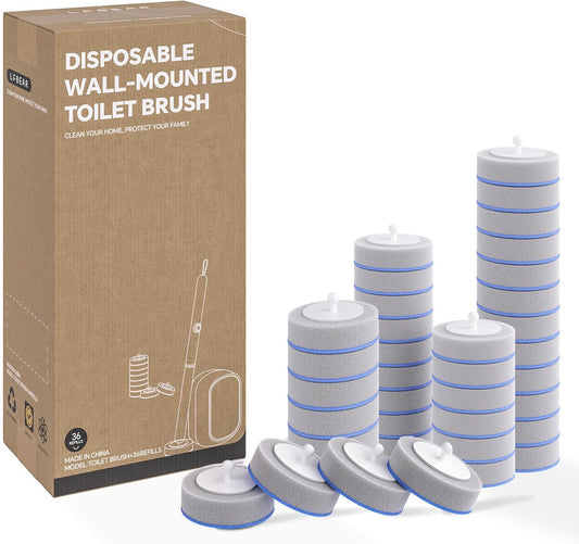 Disposable Toilet Cleaning System - Toilet Wand Kit with 36 High-Performance Refills, Wall Mounted Brush and Holder for Deep Cleaning Bathroom (Only contains 36 Refills)