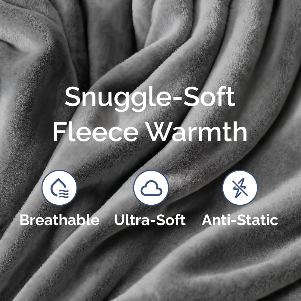 Ultra Soft Fleece Blanket Queen Size - Flannel Fleece Luxury Queen Blanket - Lightweight for Couch Bed Chair - Thick, Warm and Breathable - All Season Cozy Anti-Static Microplush Bedding, Dark Grey