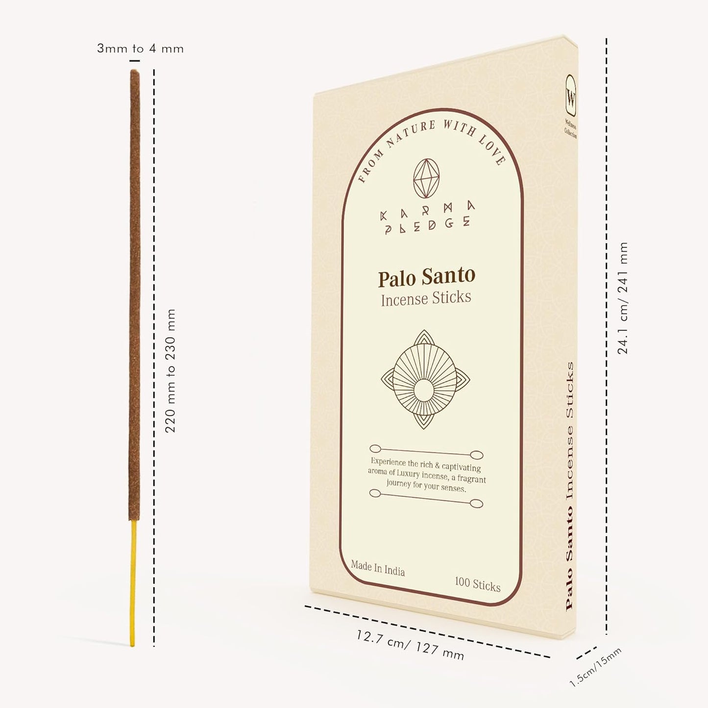 Palo Santo Incense Sticks, Organic Hand Dipped 100 Sticks with Natural Herbs & Aromatic Ingredients, Burn Time 45 to 60 Minutes, Incense for Positivity, Yoga, Meditation, Relaxation, Spiritual Gift