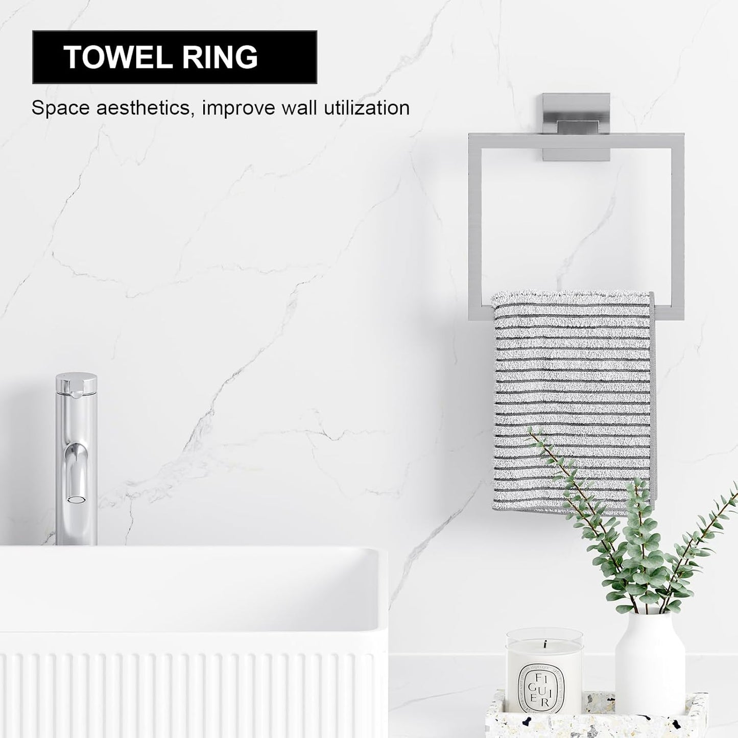 20-Pieces Brushed Nickel Bathroom Accessories Set, 23.6 Inch Bath Towel Bar Set, Stainless Steel Bathroom Hardware Set, Towel Racks for Bathroom Wall Mounted.