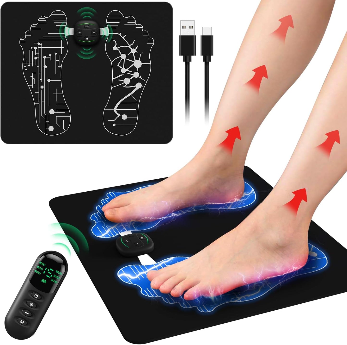 Portable Foot Massager for Tired Feet -6 Massage Modes,20-Min Timer, Pulse & Deep Tissue Relief, Travel-Friendly Comfort
