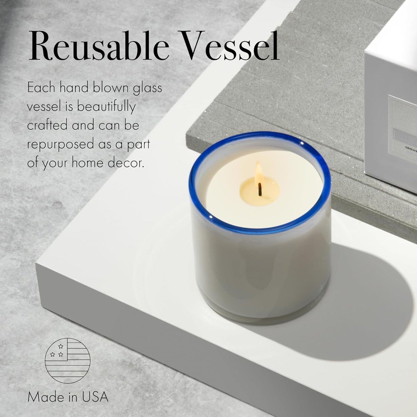 LAFCO New York Signature Candle, Fog & Mist - 15.5 oz - 90-Hour Burn Time - Reusable, Hand Blown Glass Vessel - Made in the USA