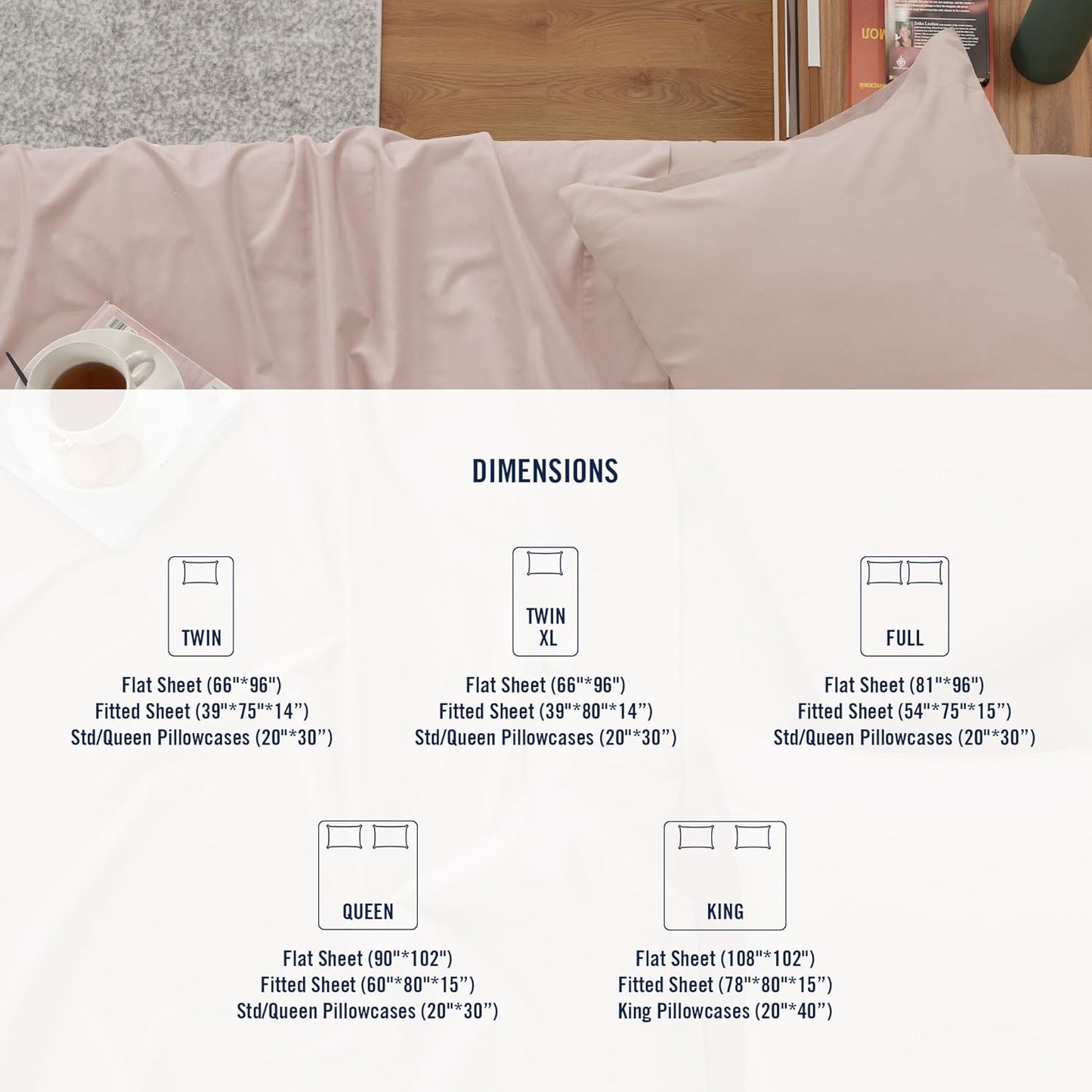 IZOD 100% Egyptian Cotton Sheets Set Twin XL Size, Cotton Percale Crisp Sheet Set 3Pc, Lightweight & Deep Pocket fits Upto 17", Long-Staple Soft Combed, Hotel Style Luxury Bedding Sheet - Blush Rose